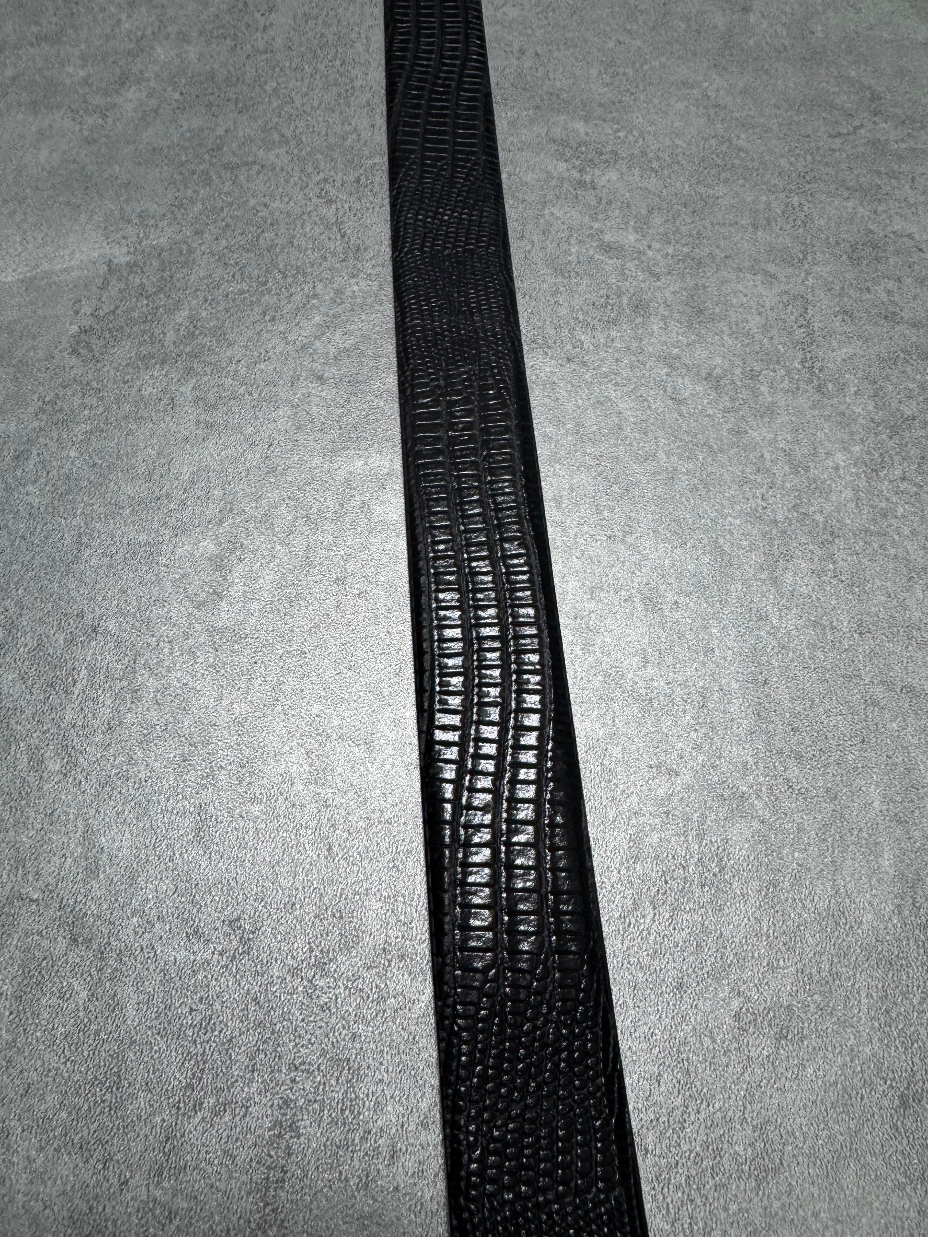 Cavalli Snake Effect Black Calf Leather Belt