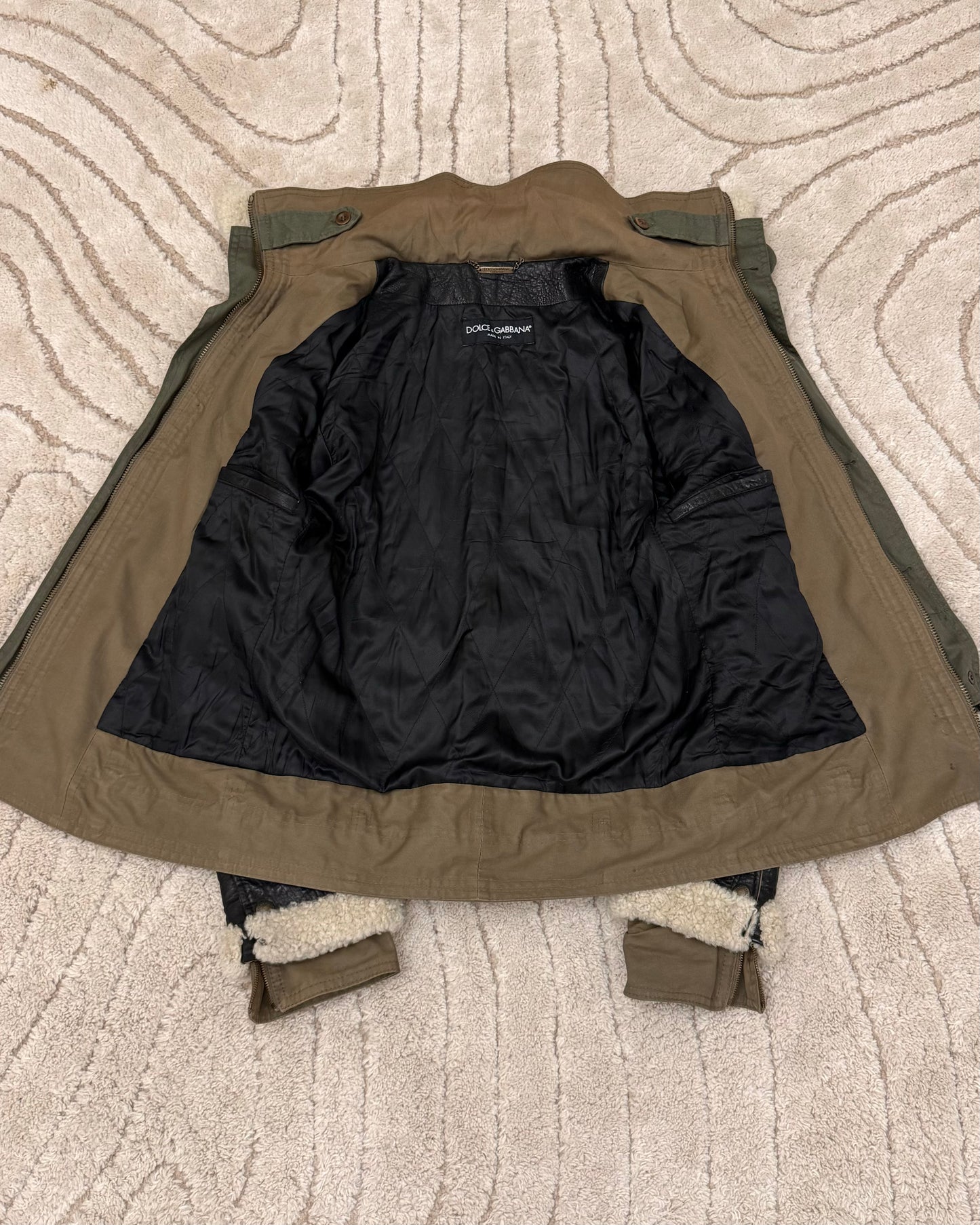 FW2005 Dolce & Gabbana Heavy Shearling Army Combat Jacket (M/L)