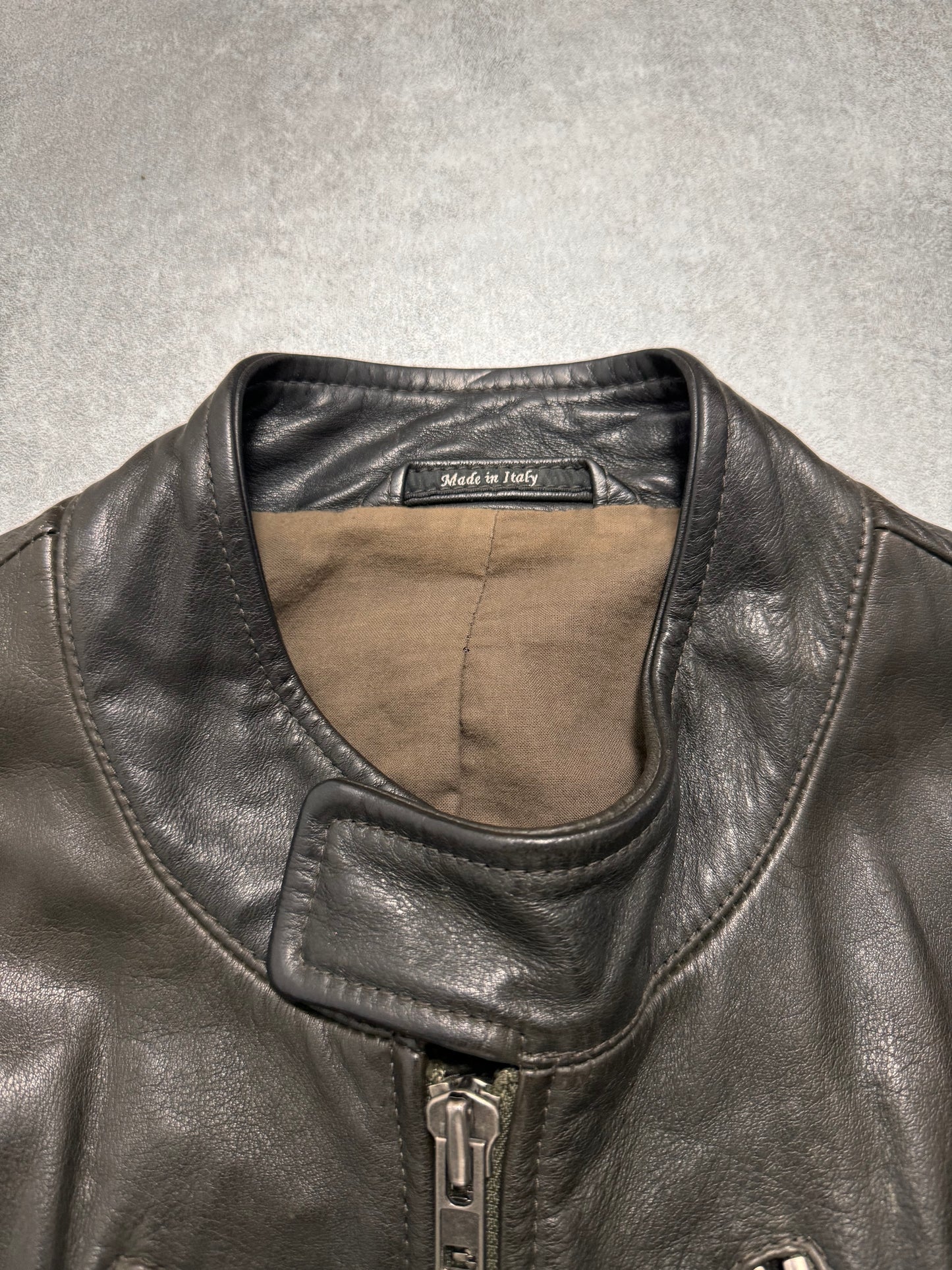 AW2011 Maison Margiela Dark Brown 5-Zip Biker Leather Jacket (S)