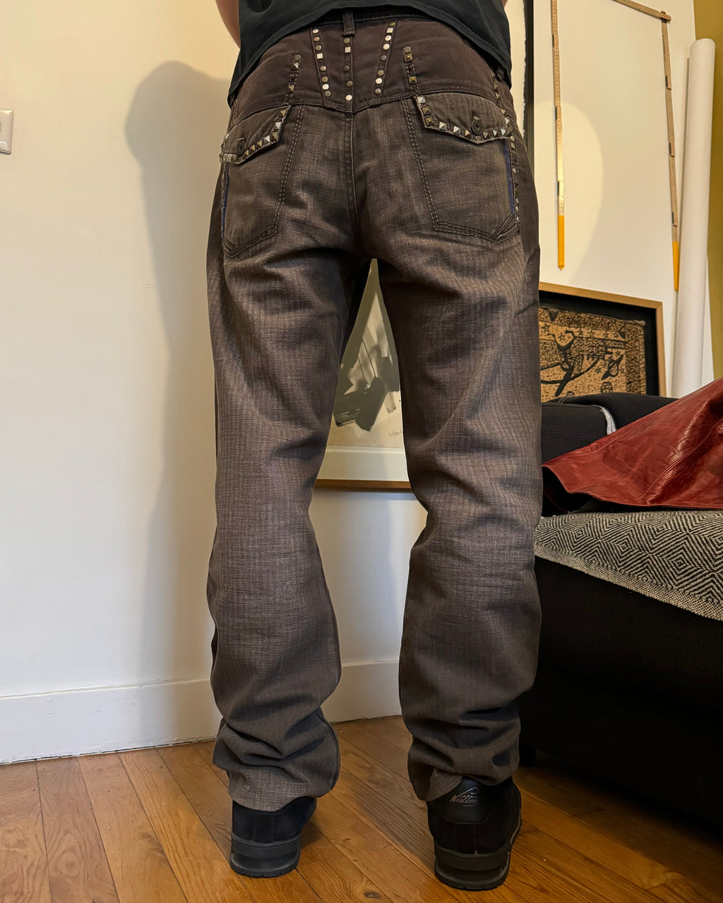 2000s Marithé + François Girbaud Brown Embellished Ornement Cozy Pants