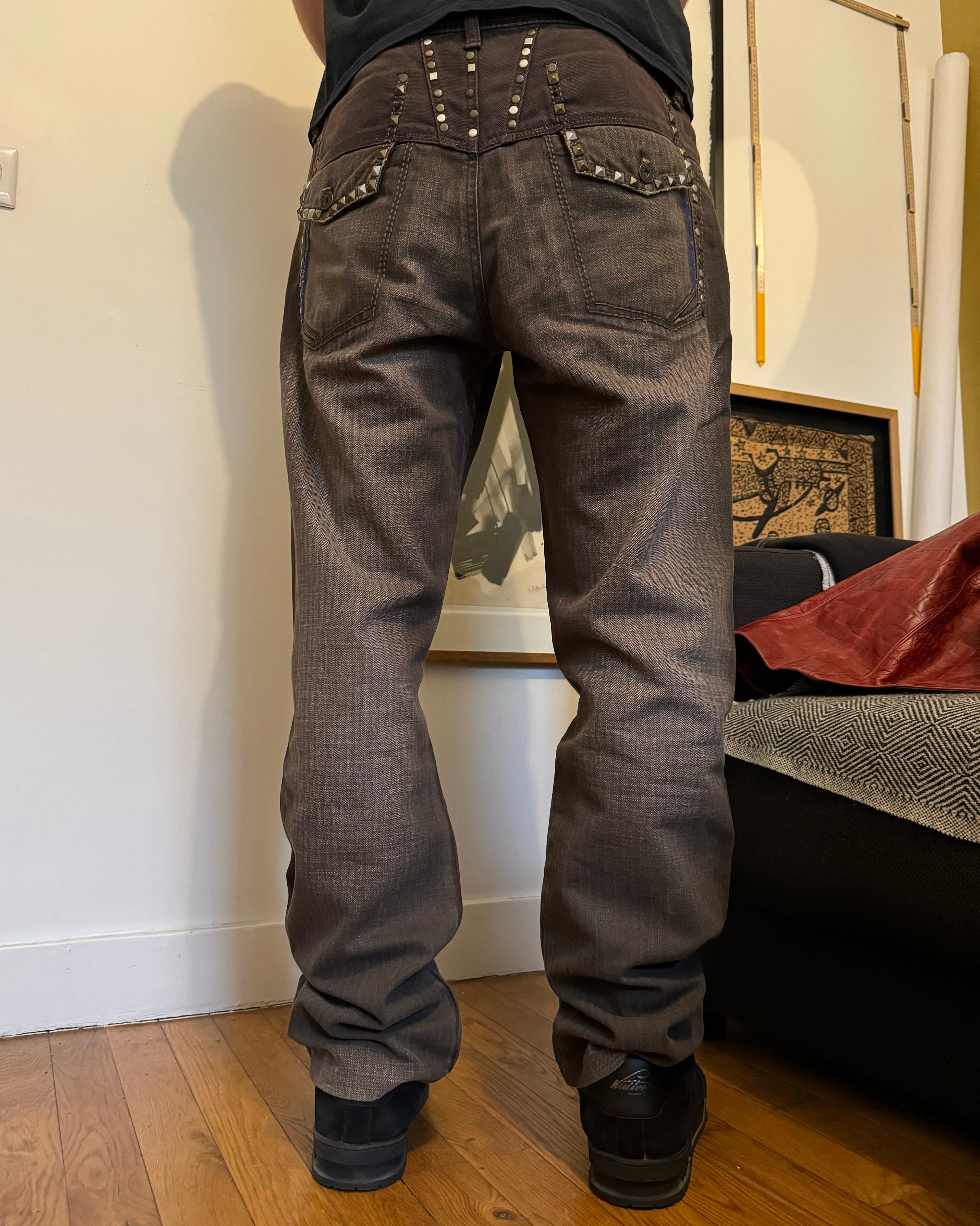 2000s Marithé + François Girbaud Brown Embellished Ornement Cozy Pants