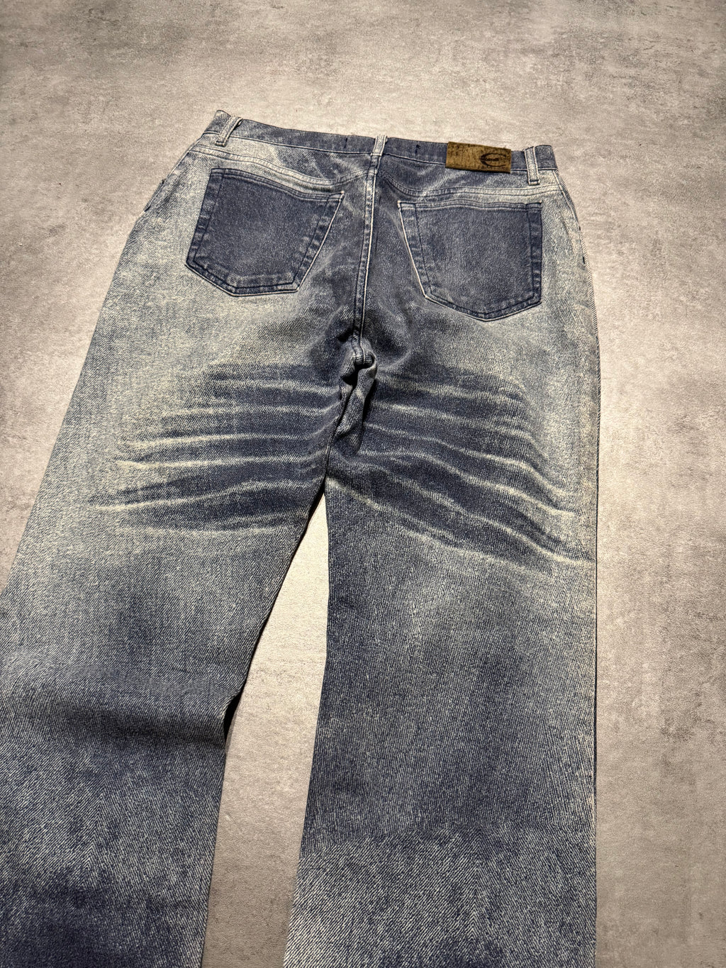 2000s Cavalli Overprint Blue Dyed Pants