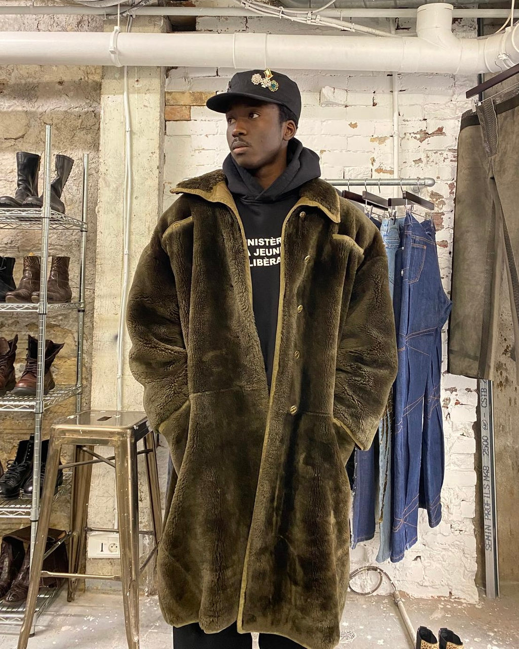 1980s Gianni Versace Brown Faux-Fur Long Coat