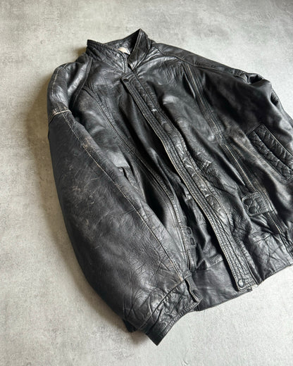 1980s Yves Saint Laurent Black Leather Jacket (M) - 7