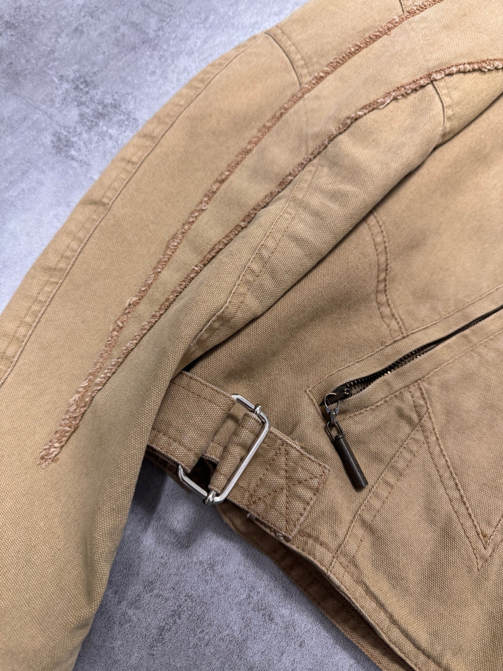 SS2004 Cavalli Biker Structured Beige Denim Jacket