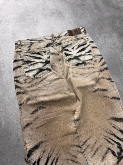 SS2002 Cavalli Zebra Camel Faded Pants (S)