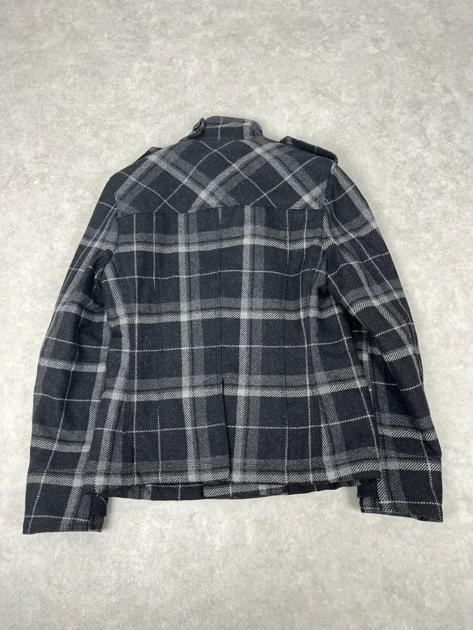 2000s Dolce & Gabbana Grey Checkered Wool Buttoned Jacket DZbWxyq 5