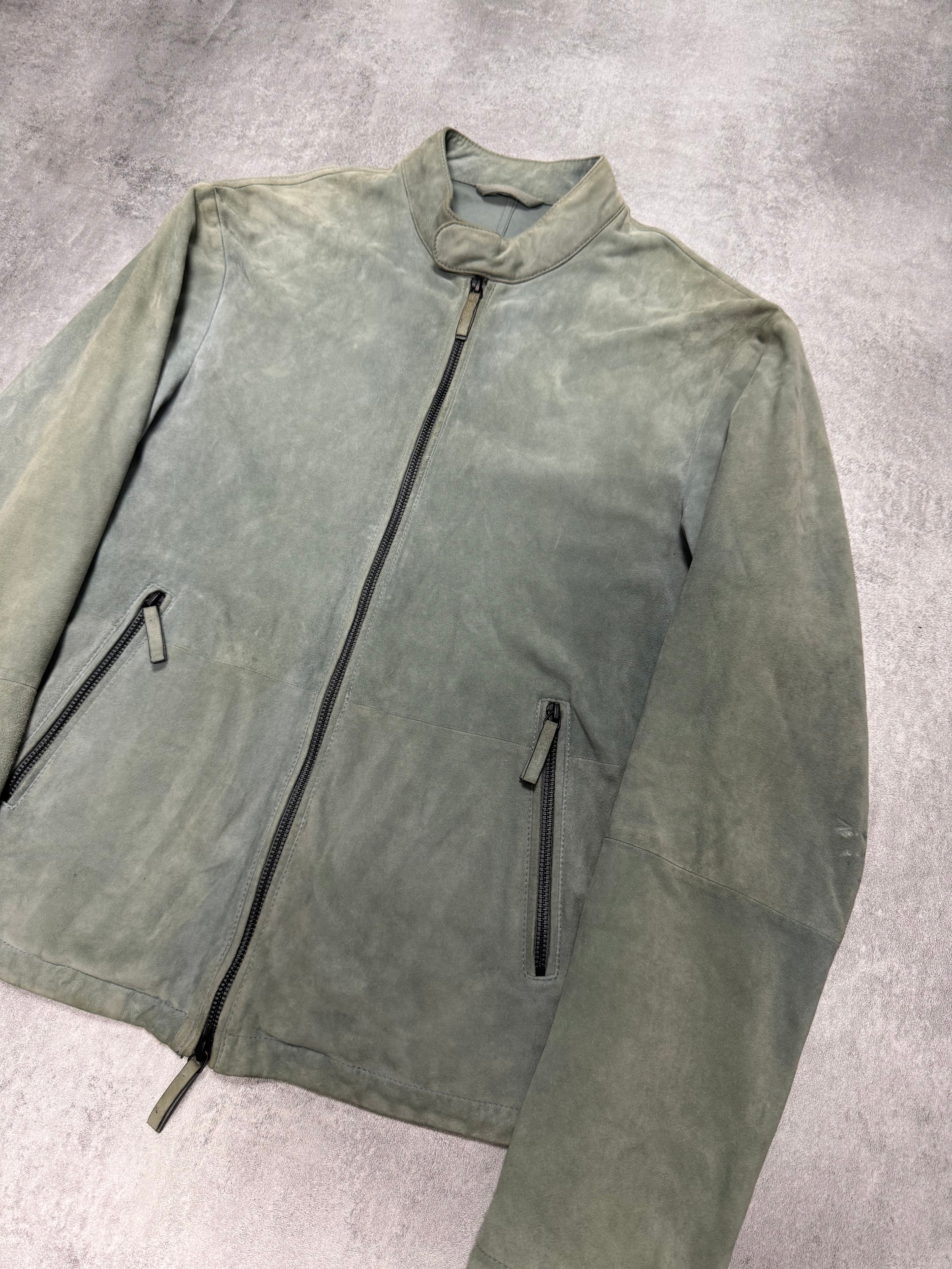 SS2019 Emporio Armani Alga Green Suede Leather Jacket