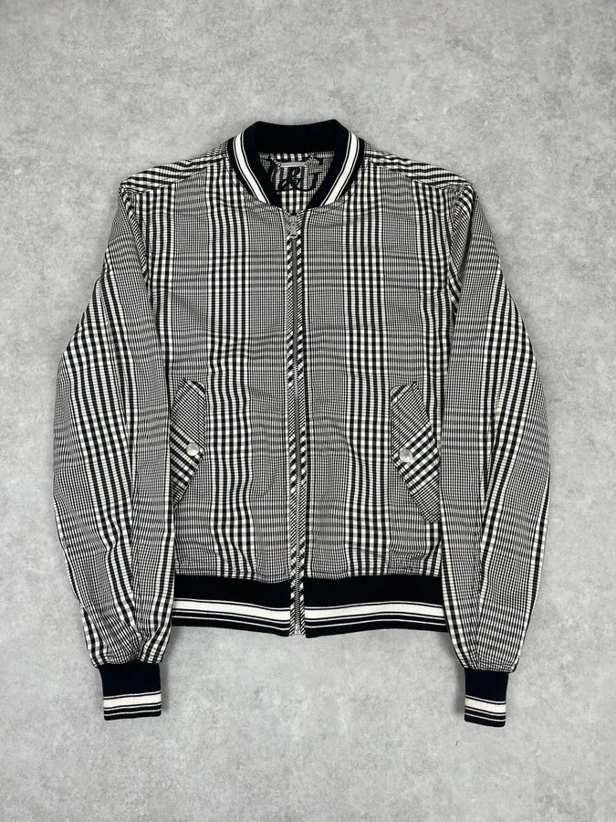 Dolce & Gabbana Black and White Checked Bomber Jacket YNOAWNu 0