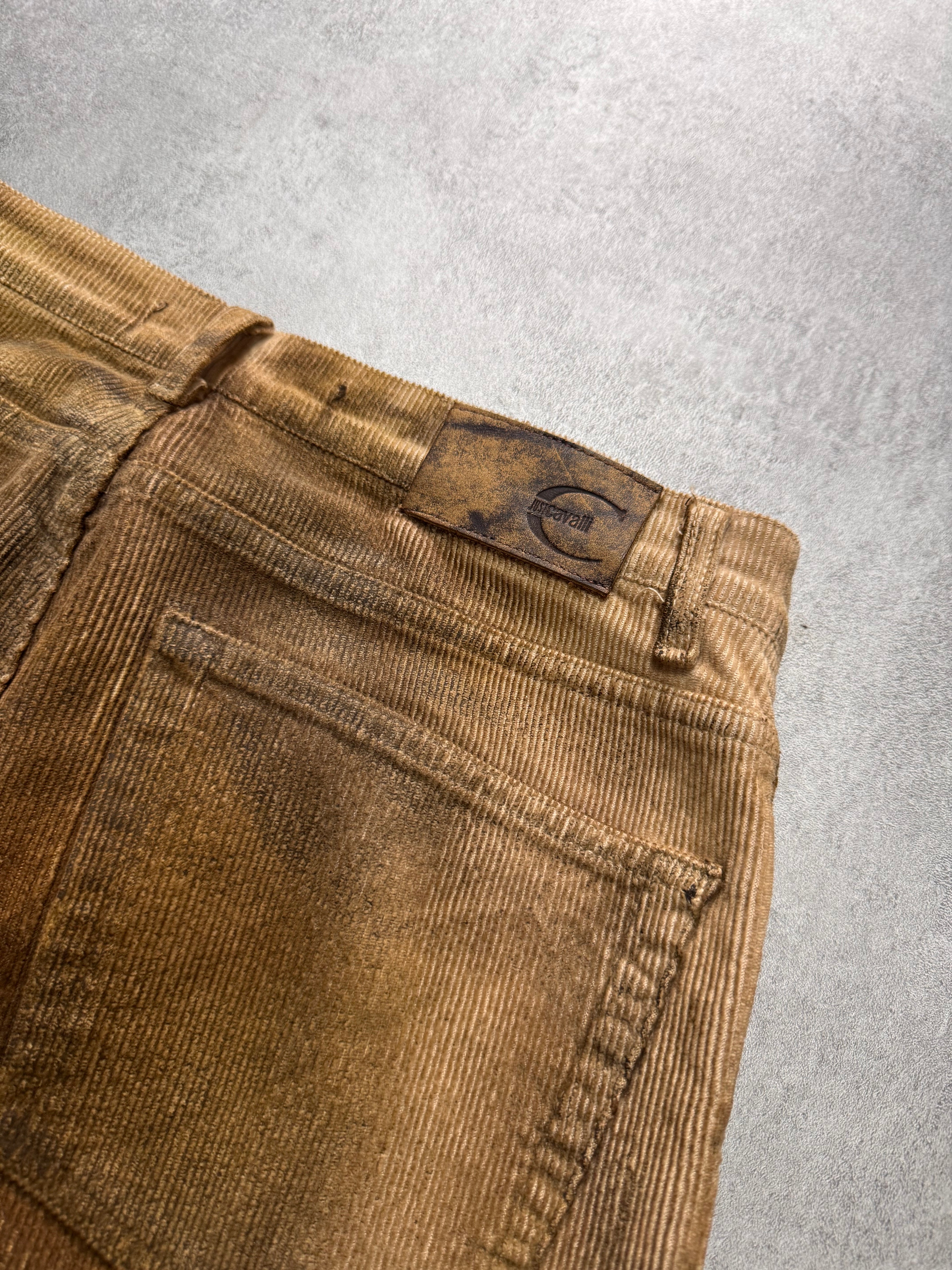 AW2003 Cavalli Waxed Velvet Beige Flaired Pants