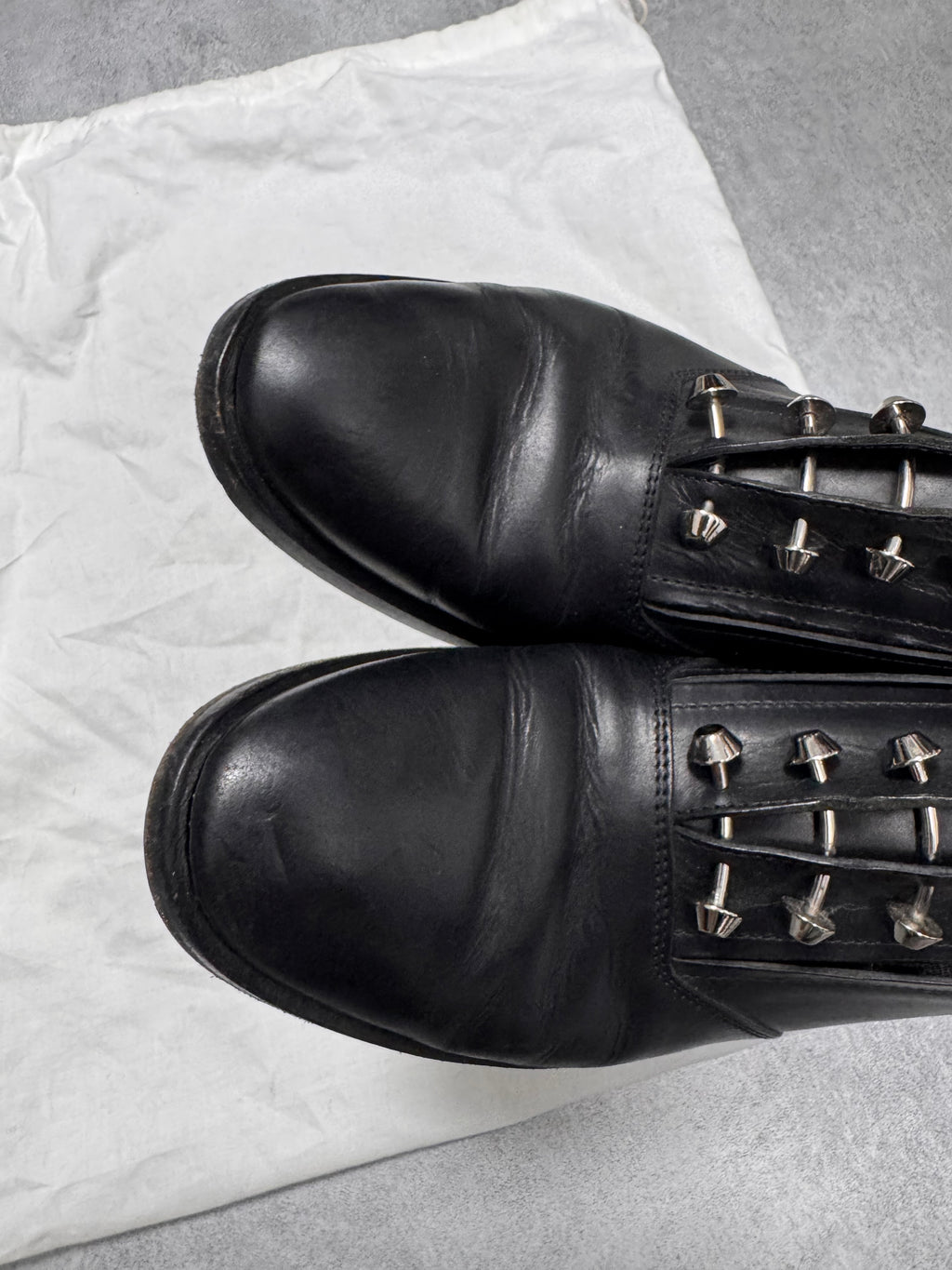 Balenciaga Steel Nails Black Leather Shoes