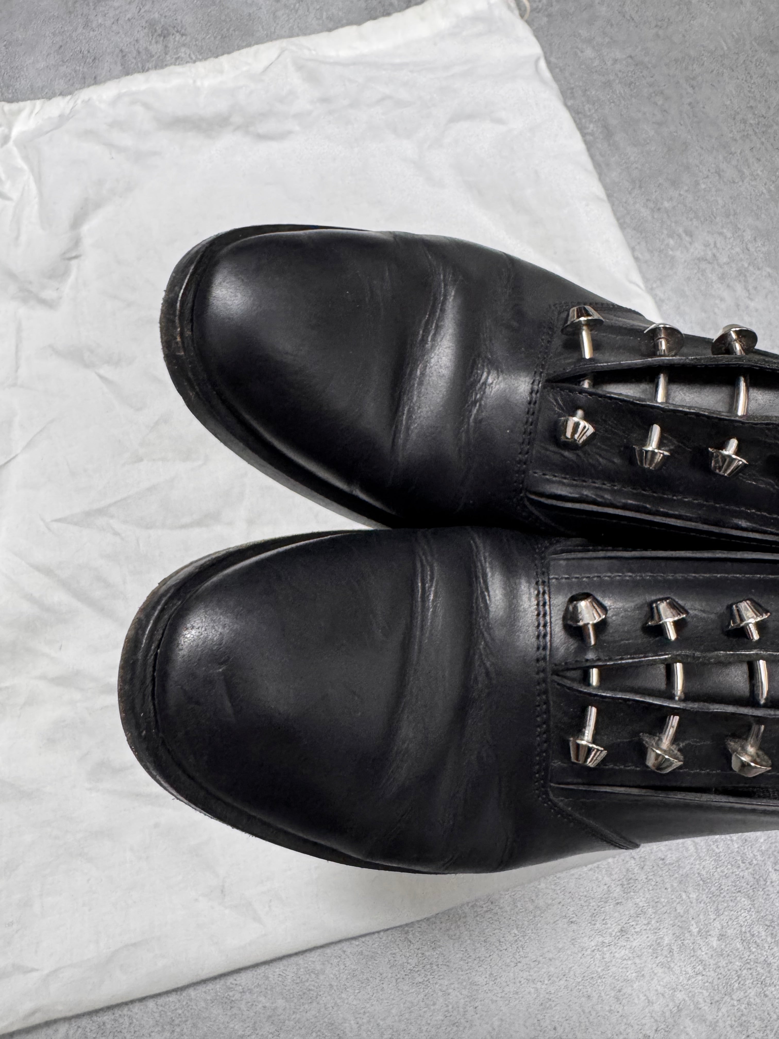 Balenciaga Steel Nails Black Leather Shoes