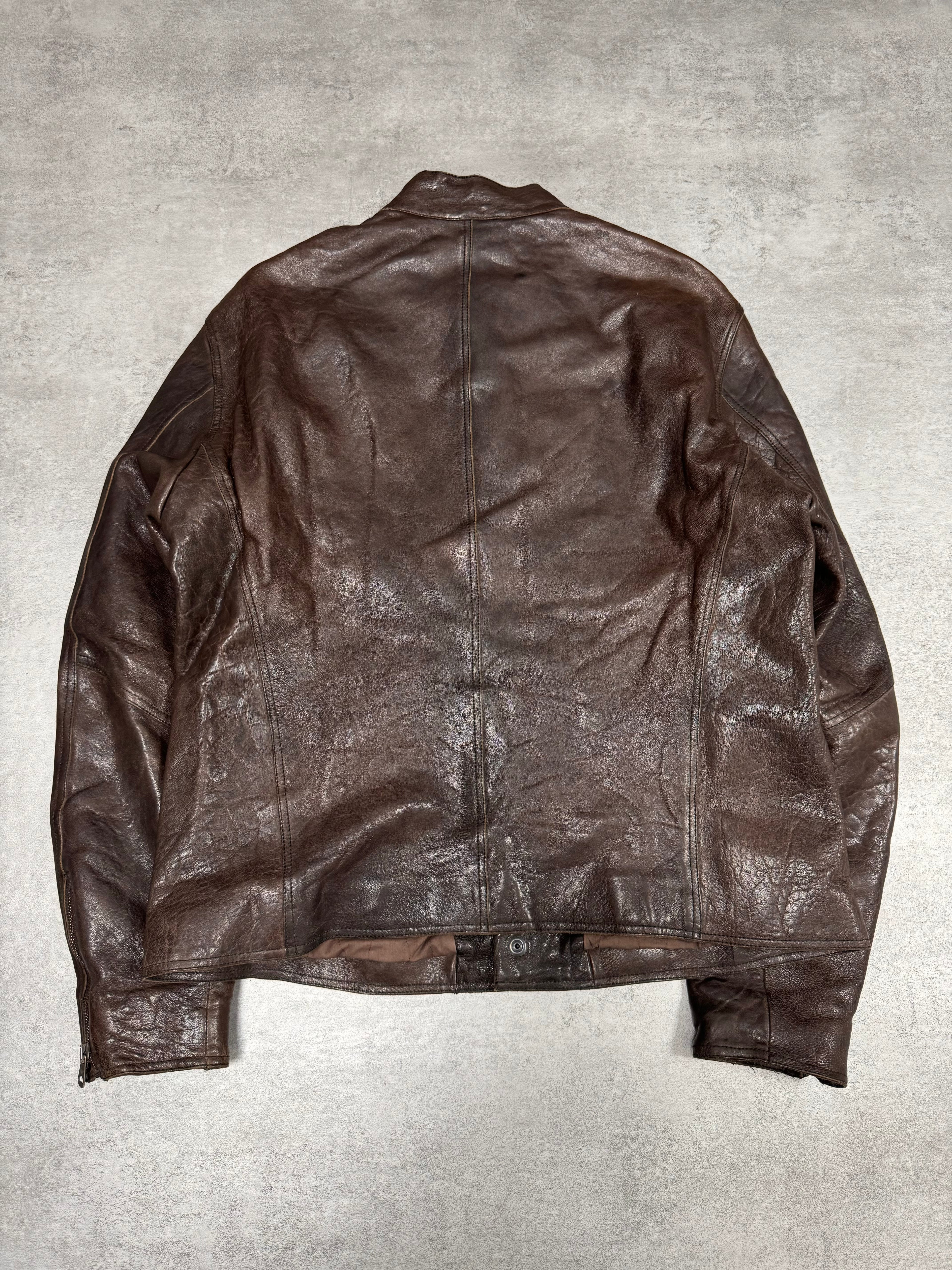 FW2006 Emporio Armani Brut Leather Bomber Jacket (M/L)