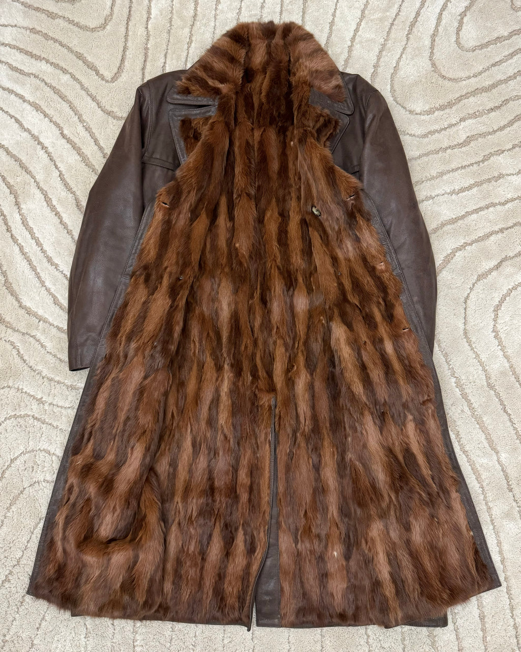 1990s Dolce & Gabbana Leather Trench with Rabbit Fur Lining (M/L)