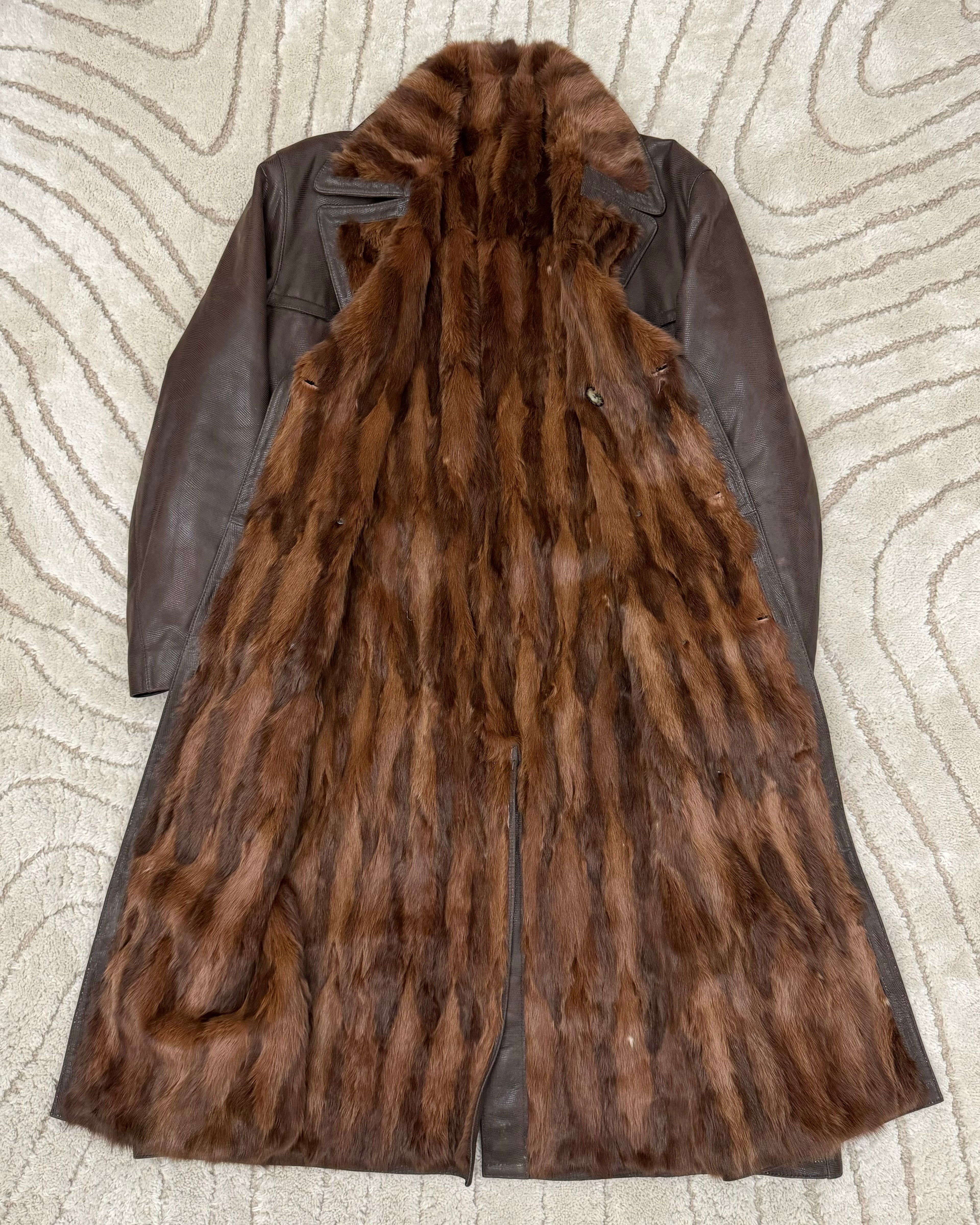 1990s Dolce & Gabbana Leather Trench with Rabbit Fur Lining (M/L)