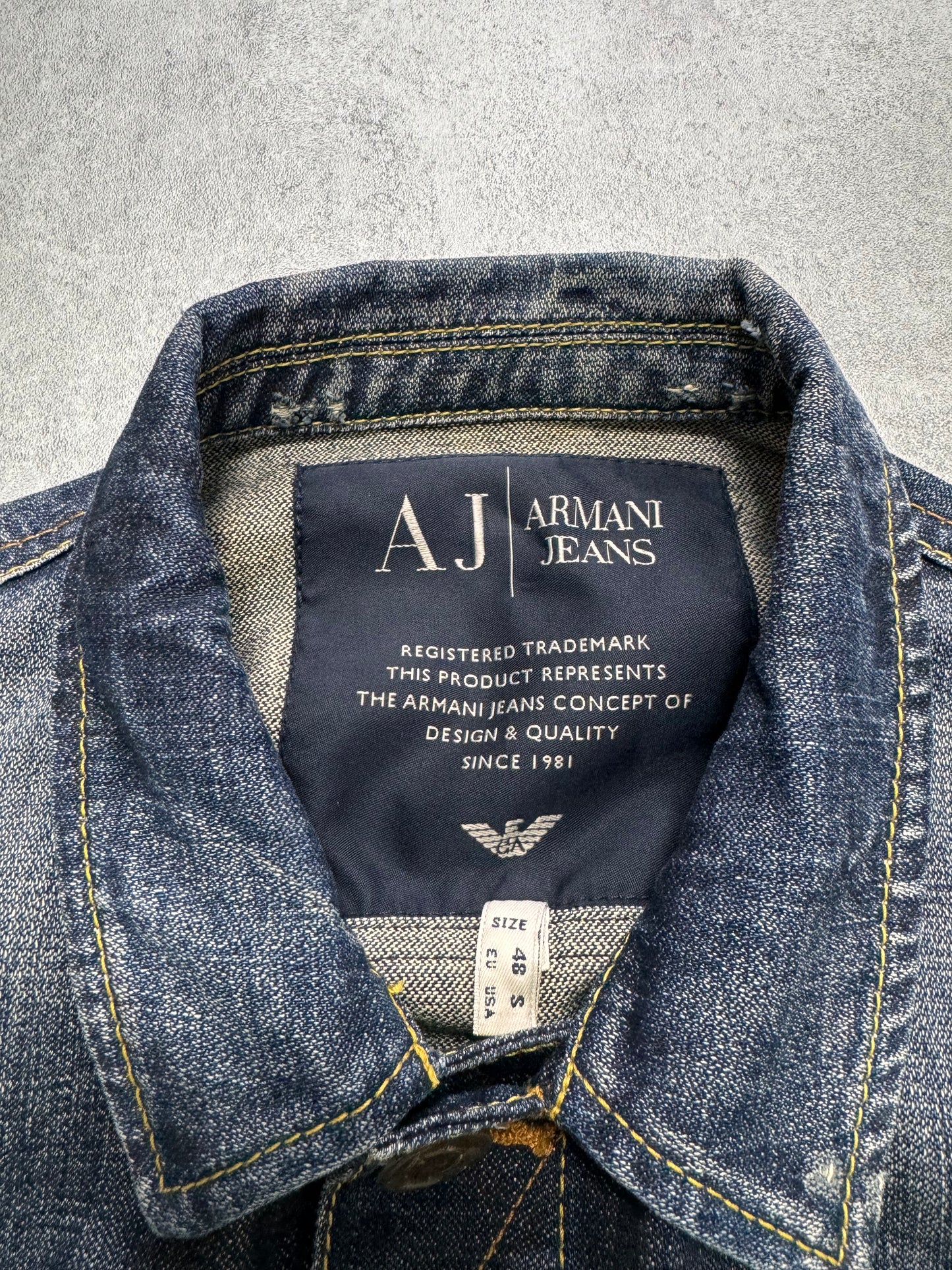 2000 年代 Armani 水洗牛仔工装夹克 (S)