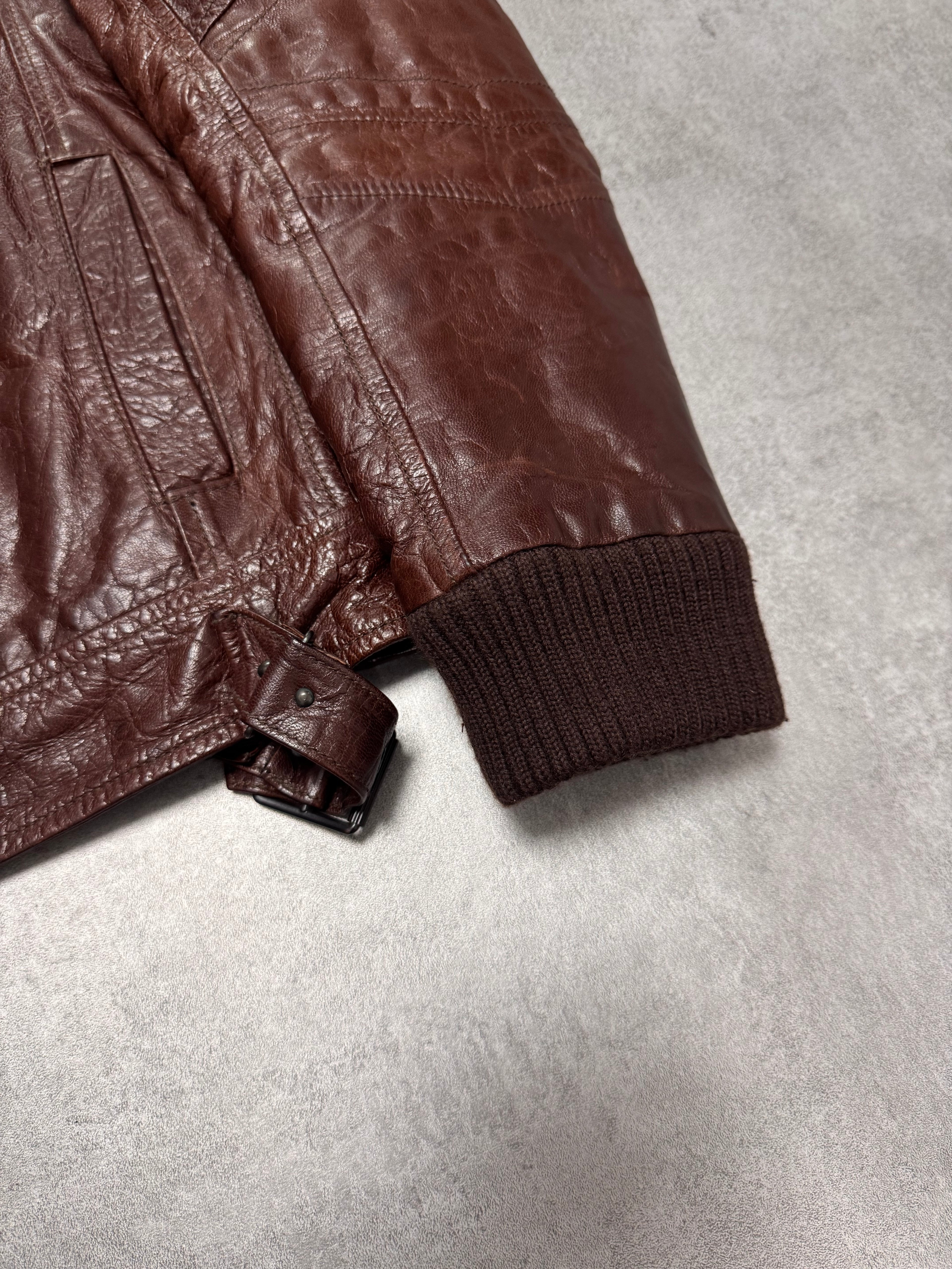 AW2008 Cavalli Brown Leather Bomber Jacket