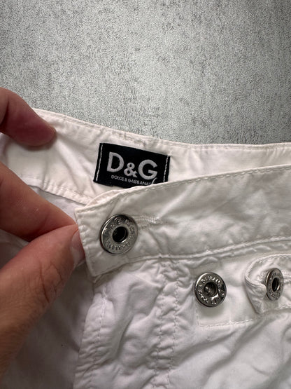 SS2004 Dolce & Gabbana Soft White Cargo Flared Pants (S)