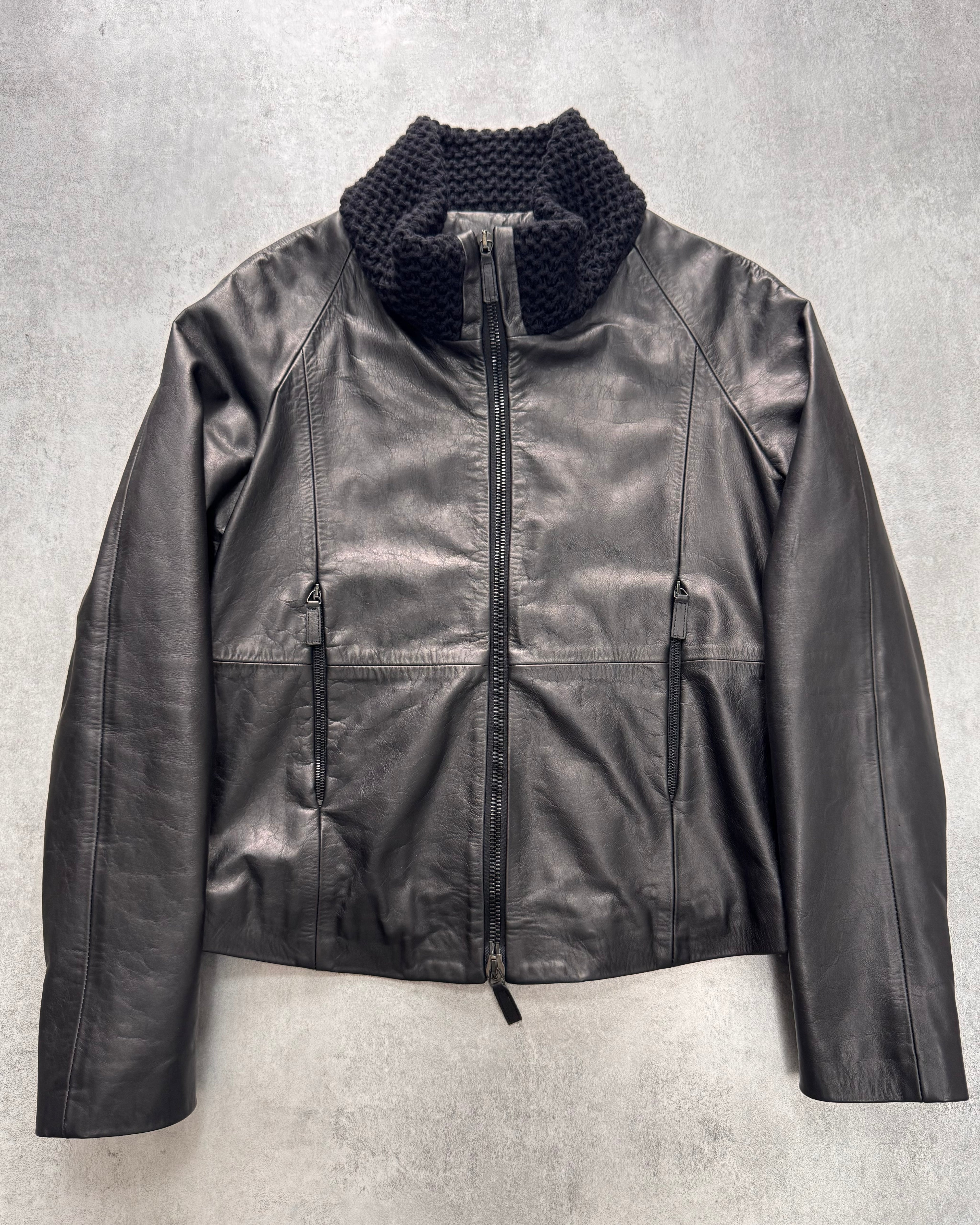 FW2012 Emporio Armani Pure Design Black Leather Jacket