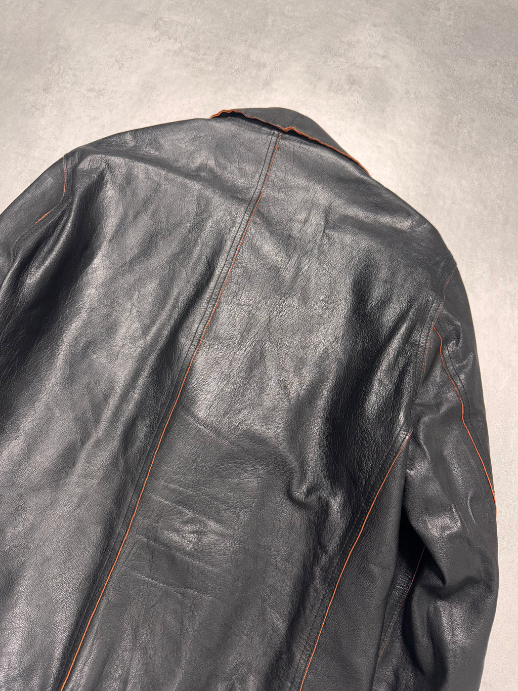 1990s Dolce & Gabbana Black Leather Orange Suede Jacket