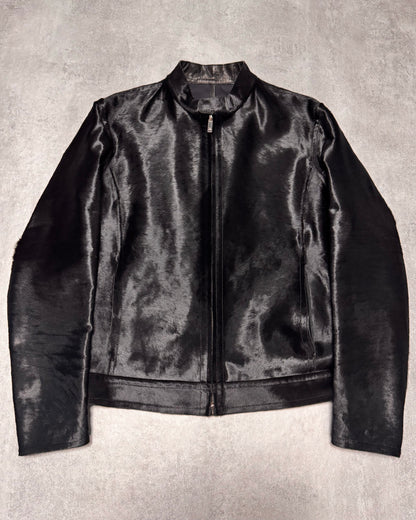 FW2013 Emporio Armani Black Pony Hair Leather Jacket (S/M)