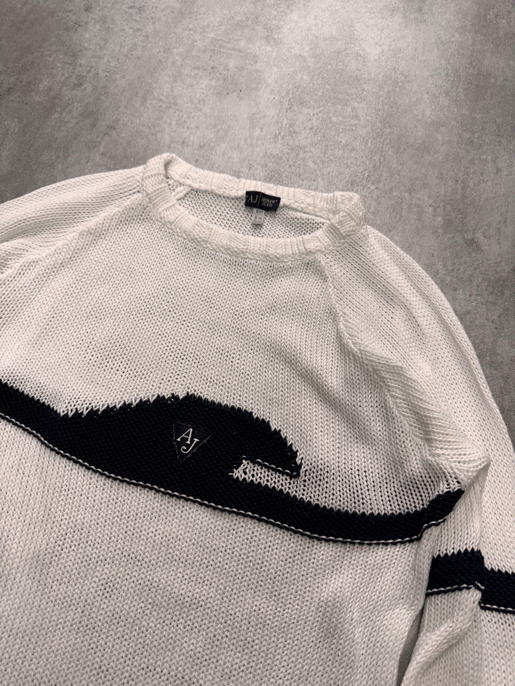 2000s Armani Wave White Sweater