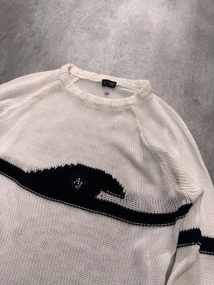 2000s Armani Wave White Sweater (L)