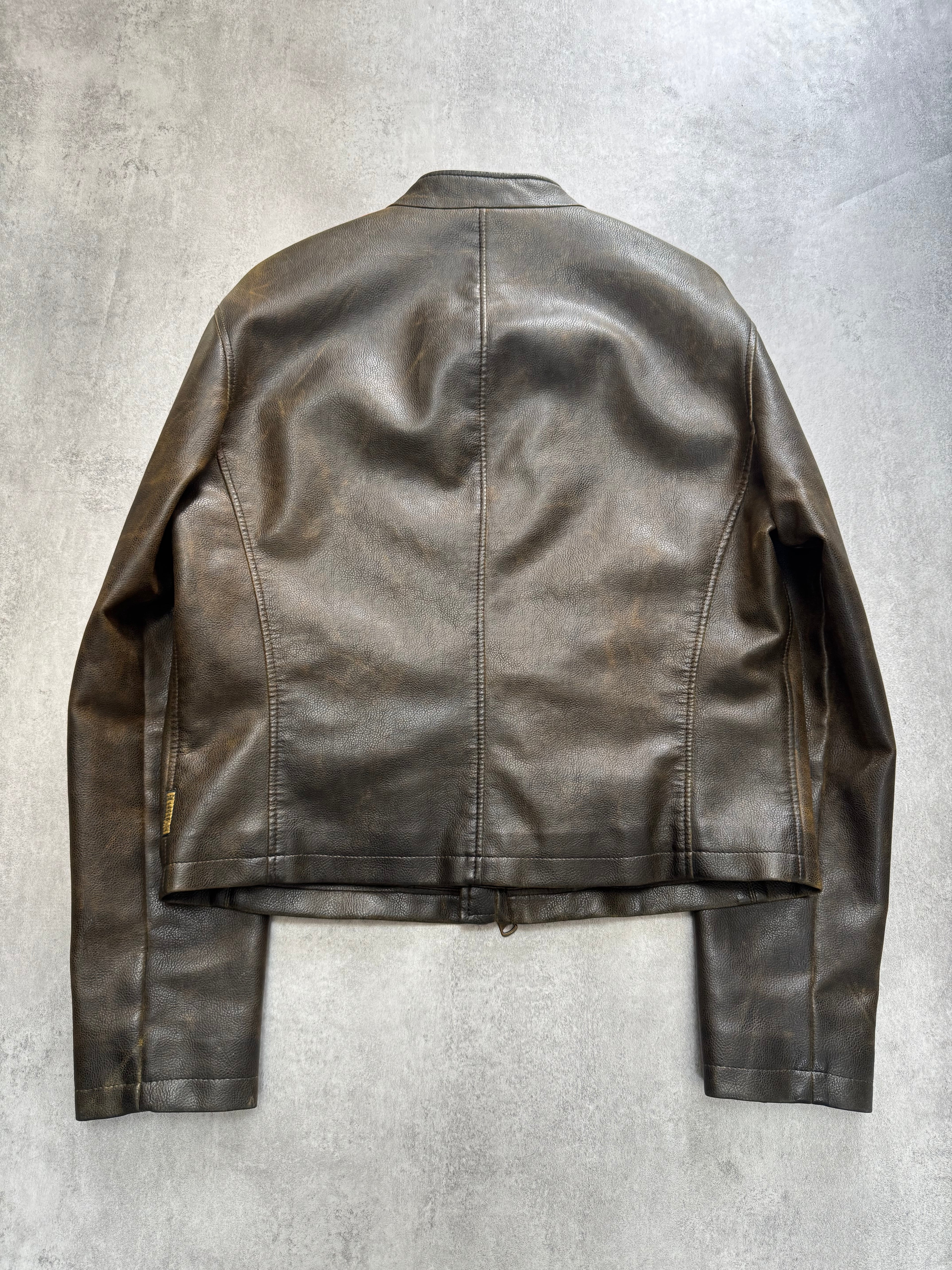 2000s Armani Biker Relief Leather Jacket