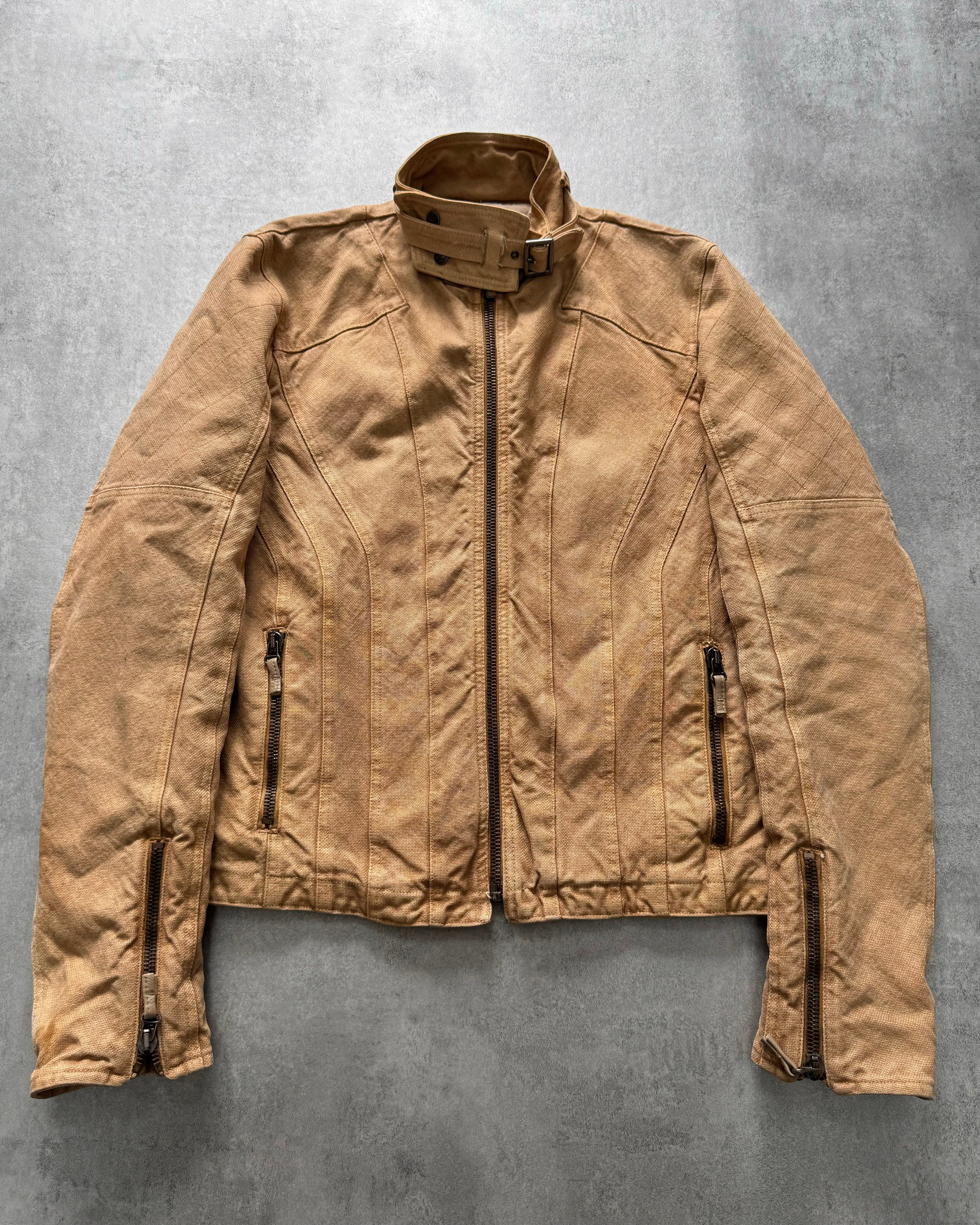 AW2004 Cavalli Astro Biker Beige Denim Jacket