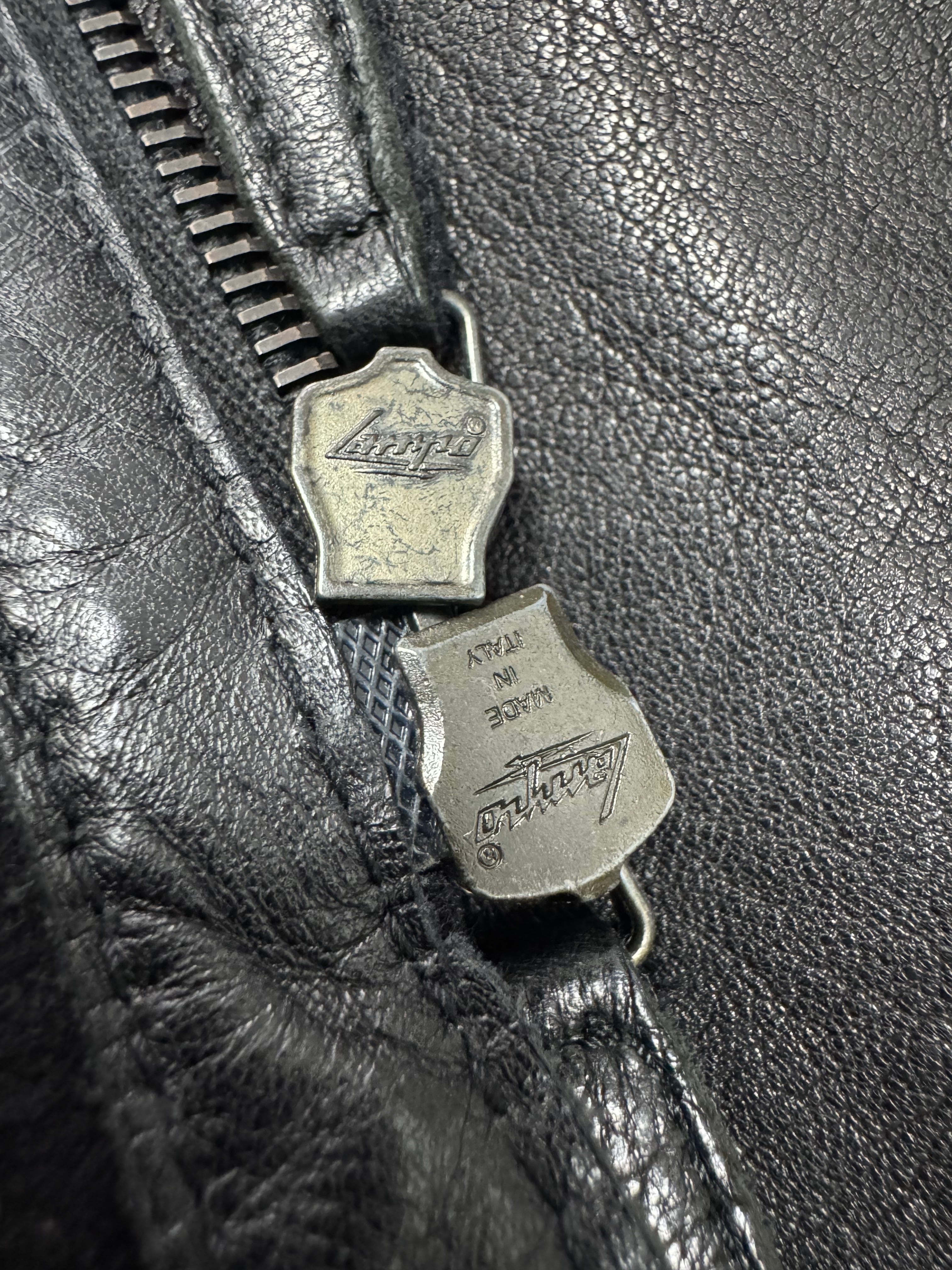 FW2012 Emporio Armani Full Zip Black Leather Long Jacket