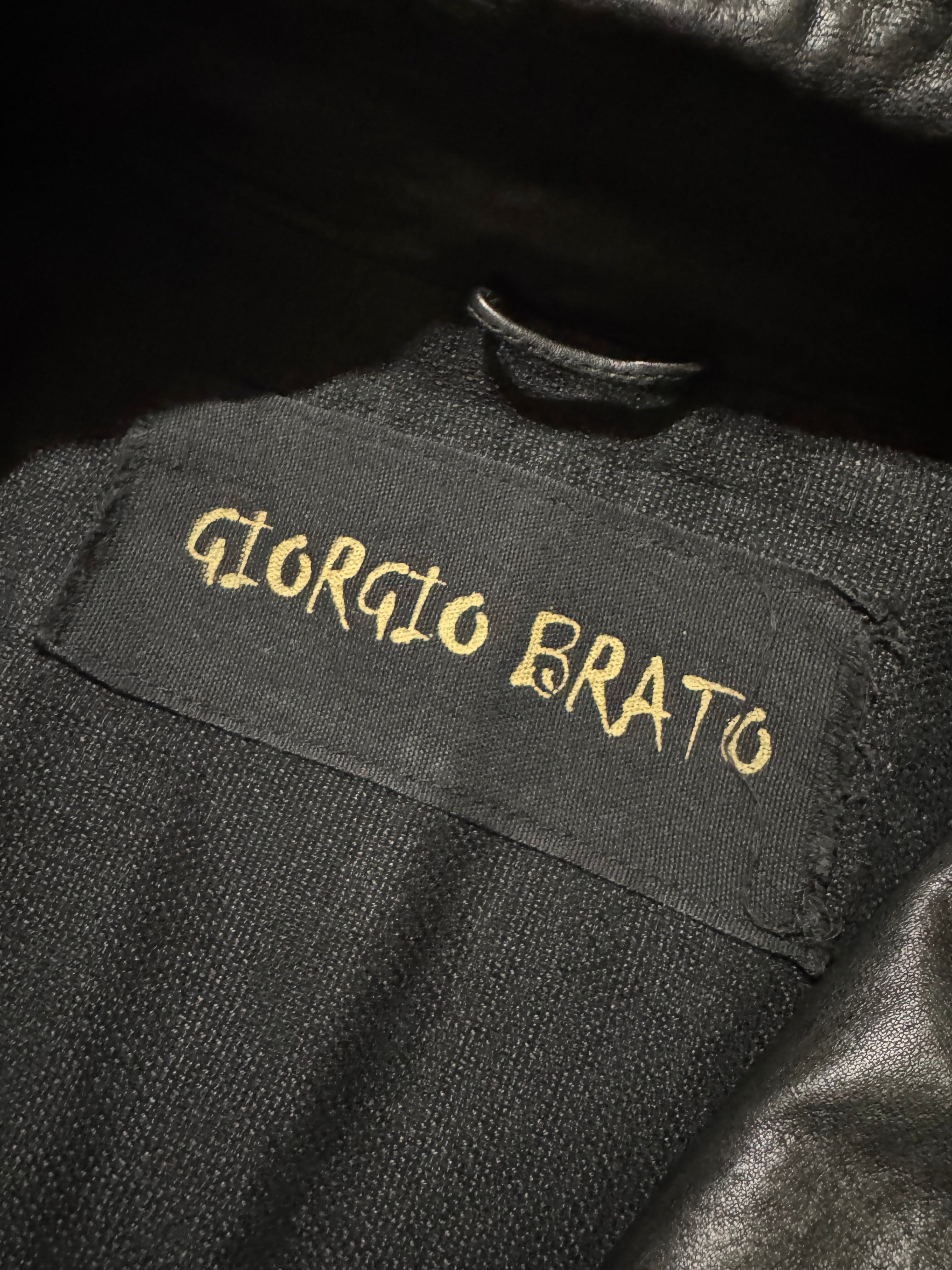 2010s Giorgio Brato Avant-Garde Black Leather Bomber Jacket