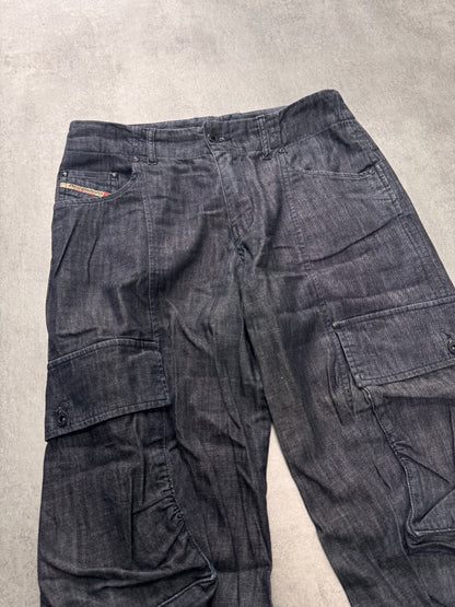 2000s Diesel Cargo Dark Navy Denim Cropped Jeans (S)