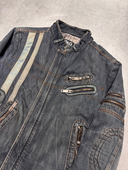 AW2004 Dolce & Gabbana Astro Biker Cafe Denim Jacket (S)