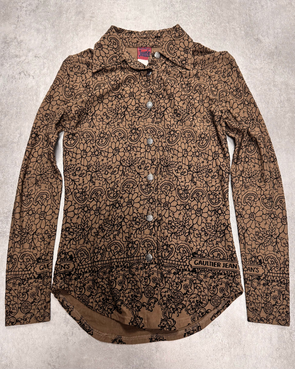 1990s Jean Paul Gaultier Glamour Velvet Khaki Shirt