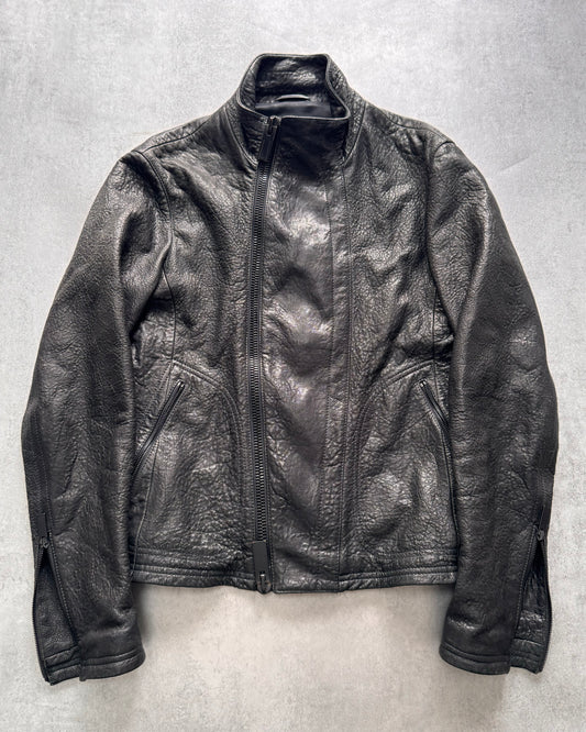 FW2014 Emporio Armami Asymmetrical Grained Leather Jacket (M)