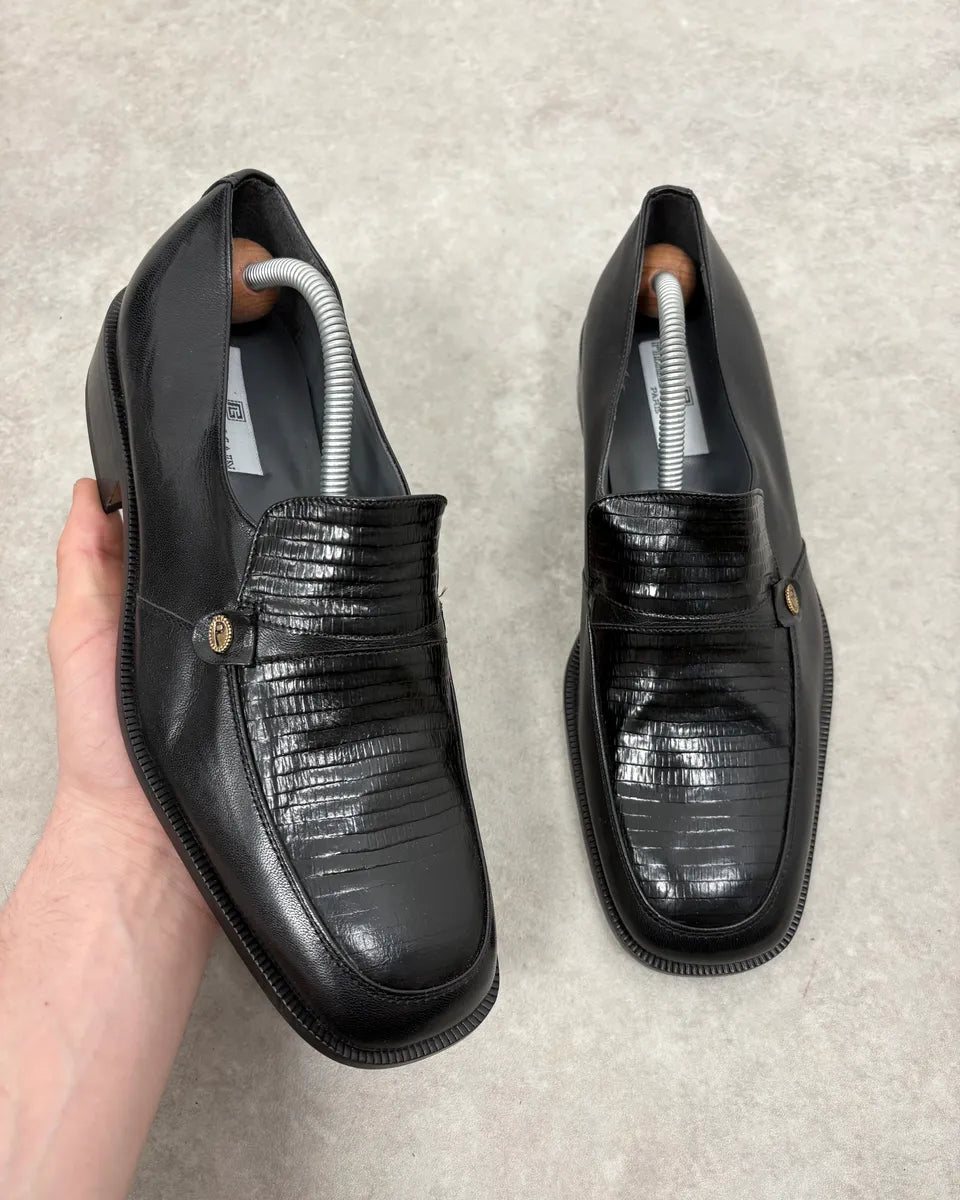 2000s Pierre Balmain Black Satin Leather Classy Loafers MgOgqRz 0