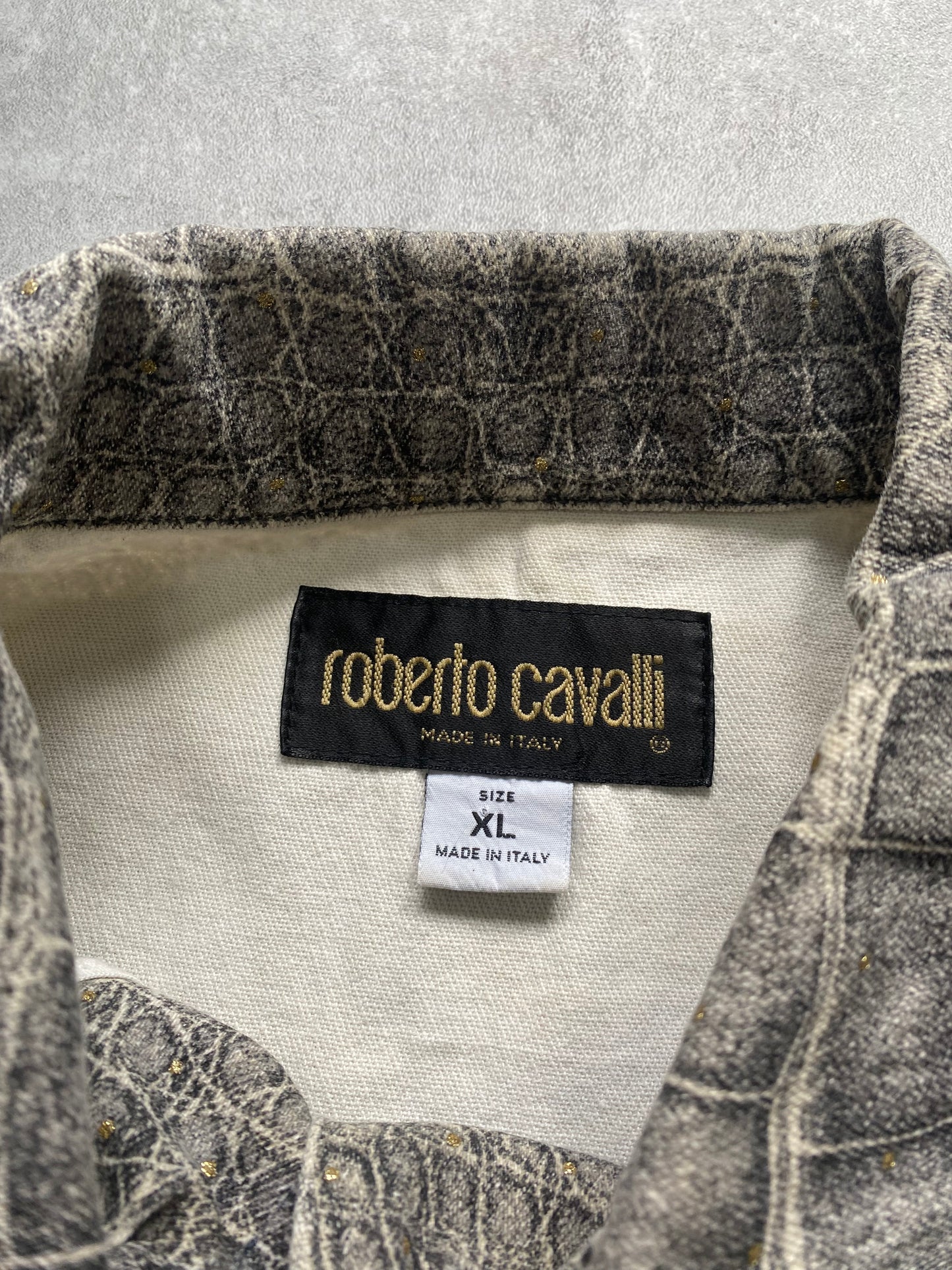 1990s Roberto Cavalli Crocodile Printed Cropped Denim Jacket (XS)