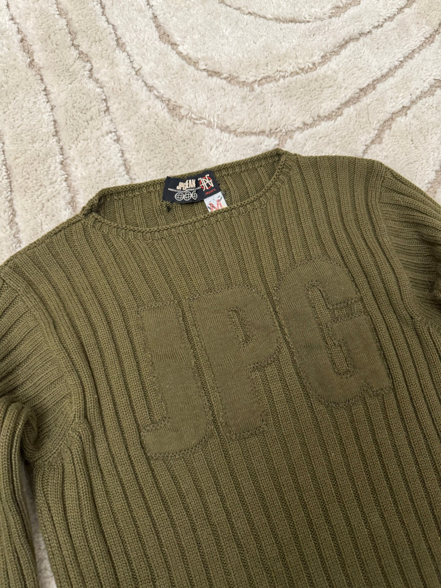 1990s Jean Paul Gaultier Skull Olive Sweater (S)