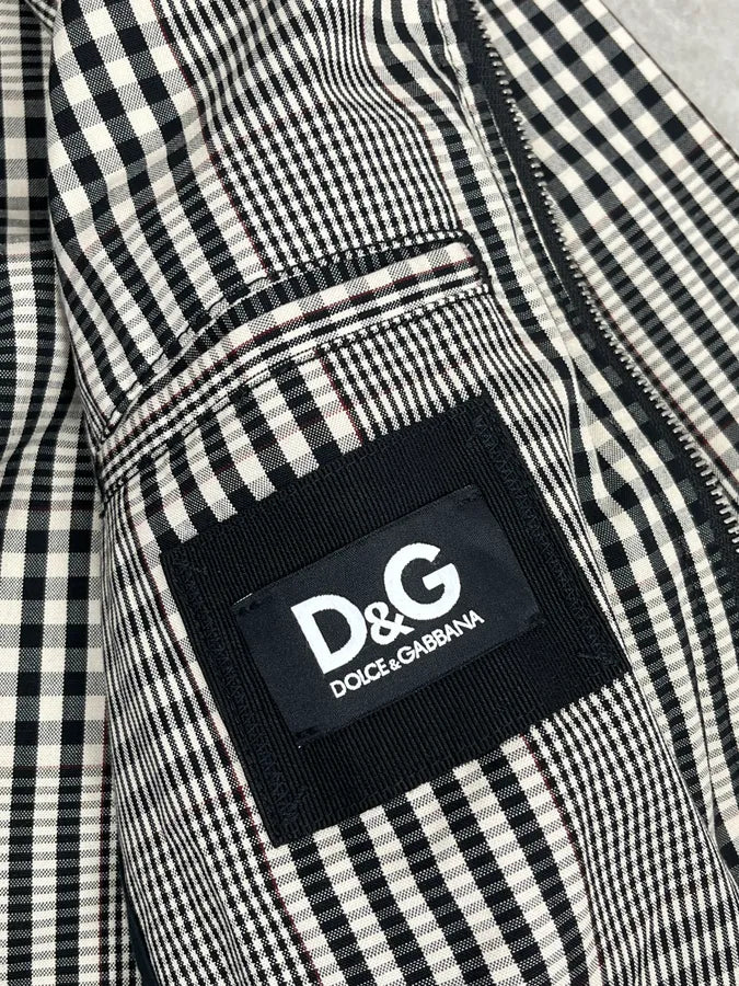 Dolce & Gabbana Black and White Checked Bomber Jacket YNOAWNu 9