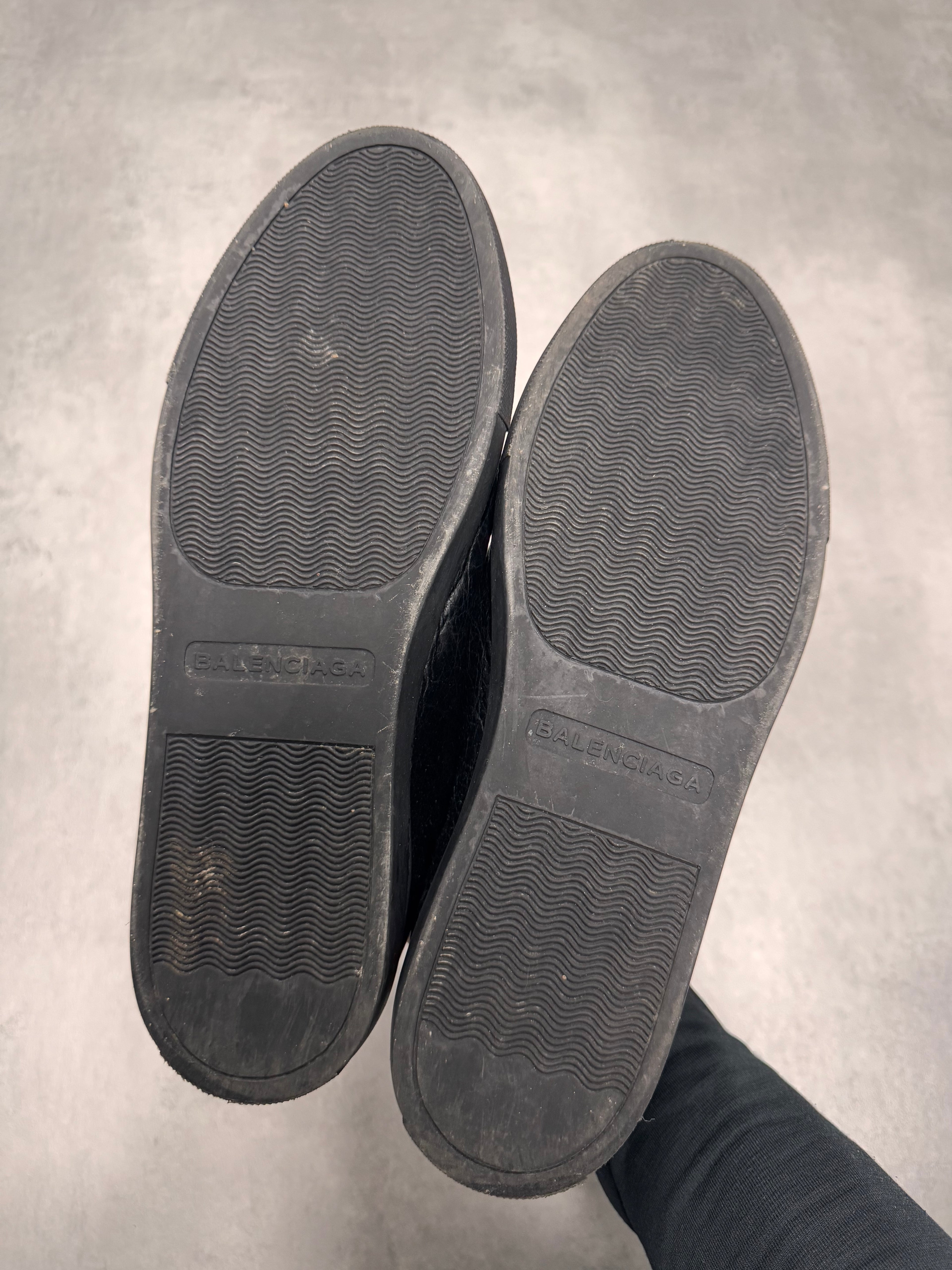 Balenciaga Arena High Black Cracked Leather Sneakers