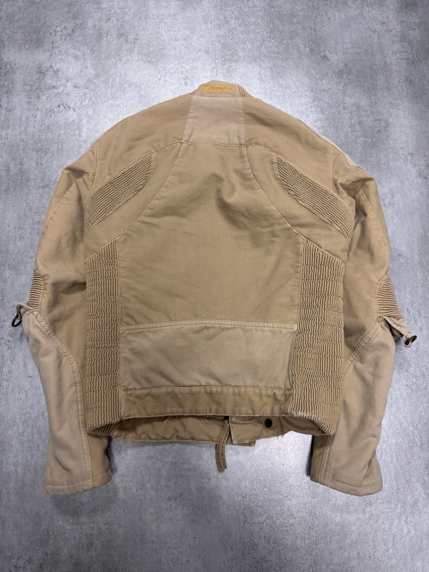 FW2007 Dsquared2 Biker Reinforced Beige Denim Jacket (S)