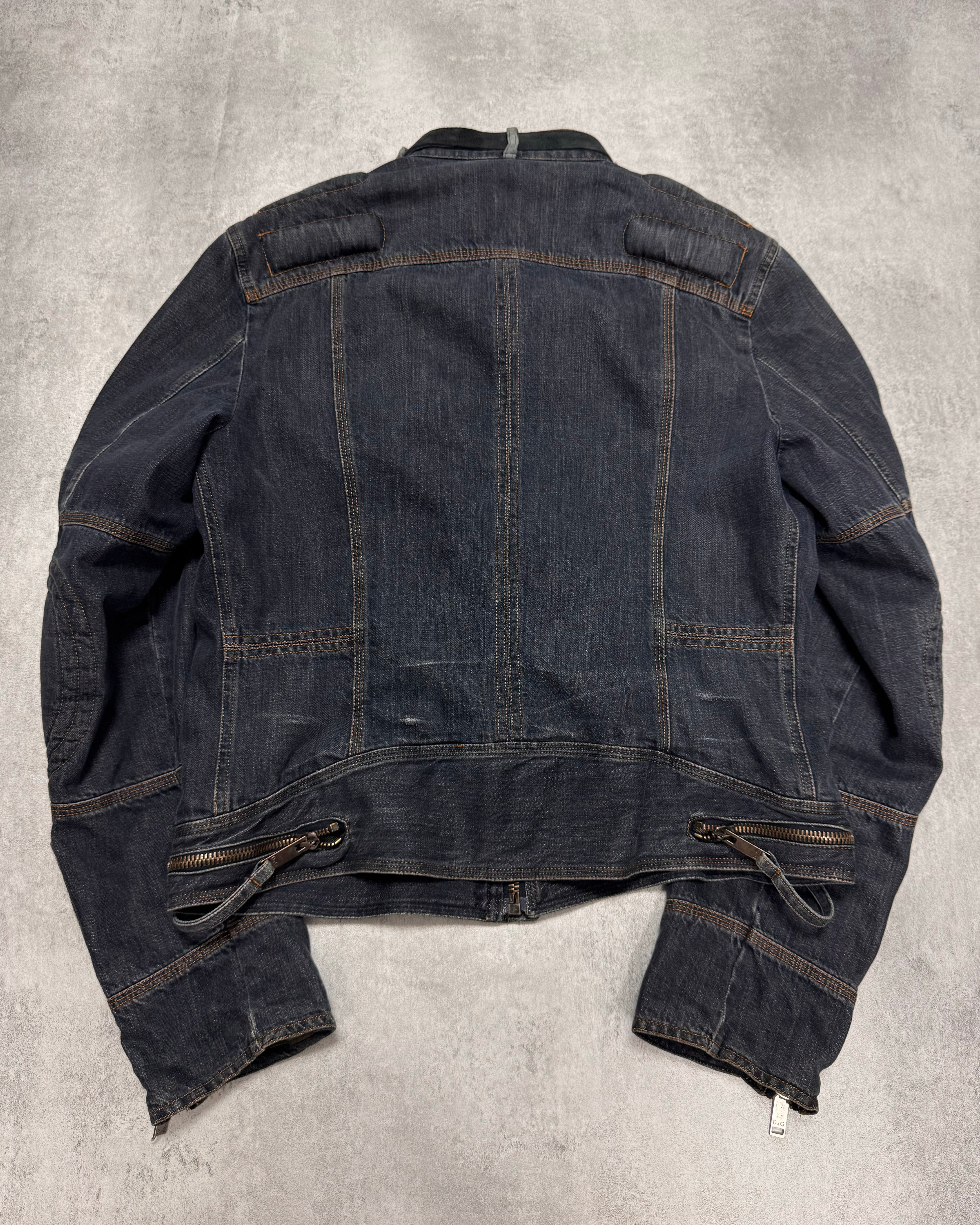 AW2004 Dolce & Gabbana Astro Biker Cafe Denim Jacket
