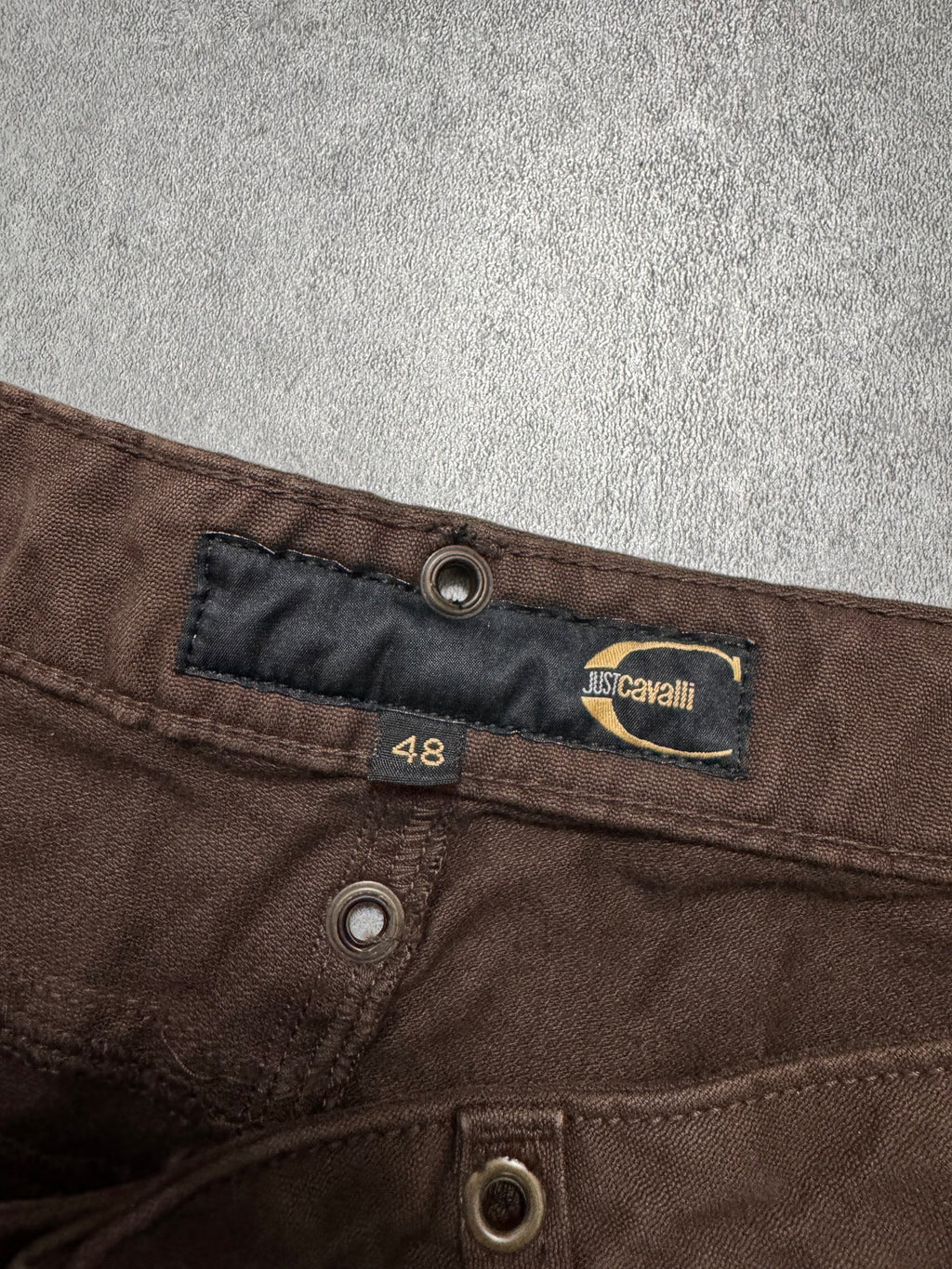 2000s Just Cavalli Knee Zip Brown Pants