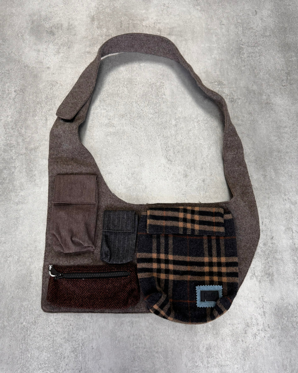 2000s Dolce & Gabbana Multi-Pocket Wool Cross Body Bag