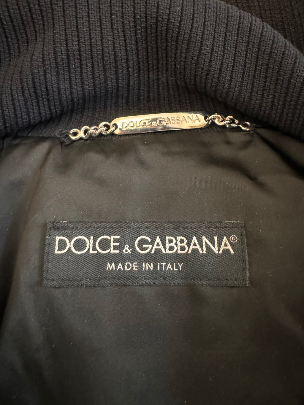 FW2003 Dolce & Gabbana Silver Cropped Zip Puffer Jacket (XS)