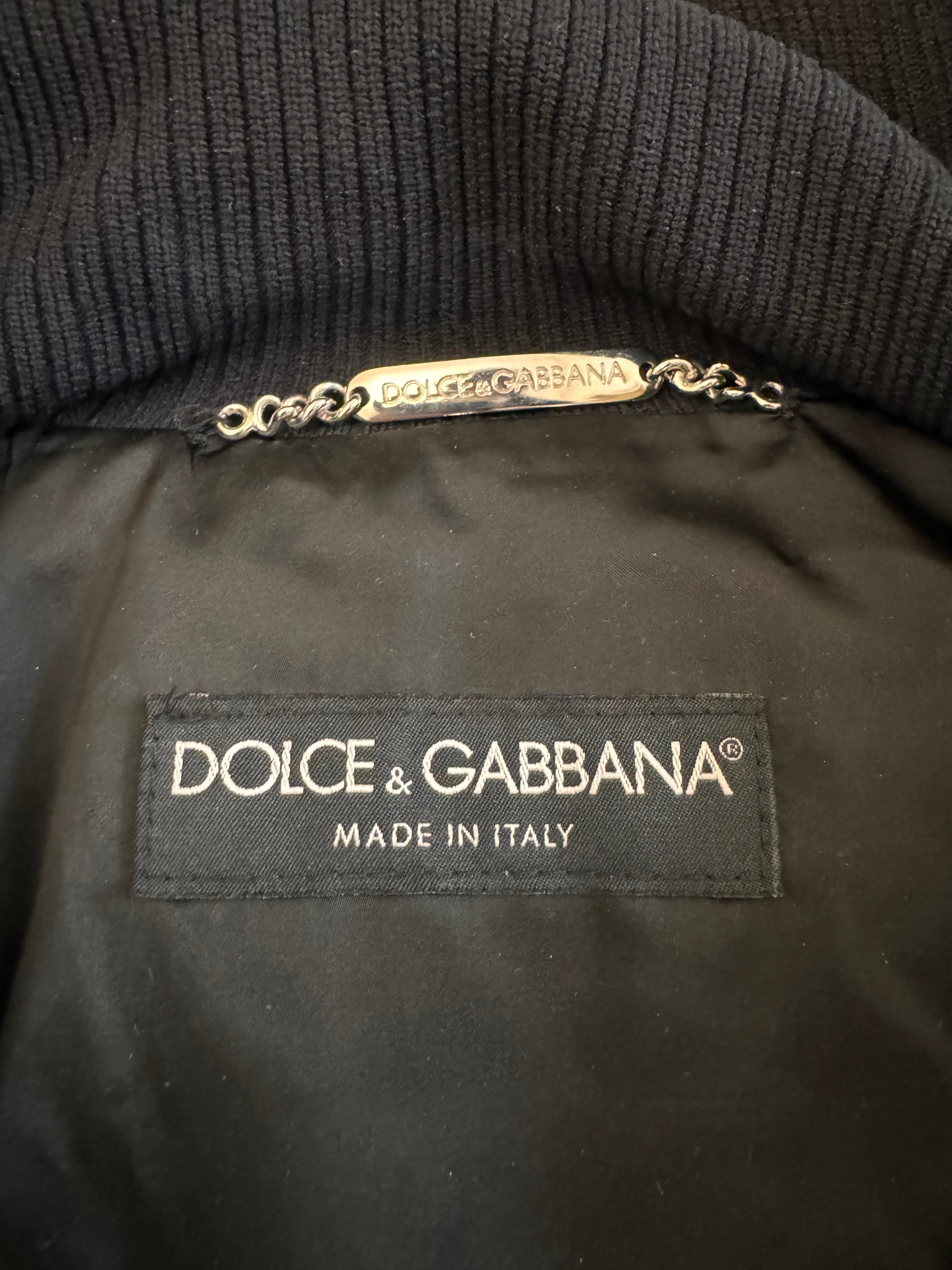 FW2003 Dolce & Gabbana Silver Cropped Zip Puffer Jacket (XS)