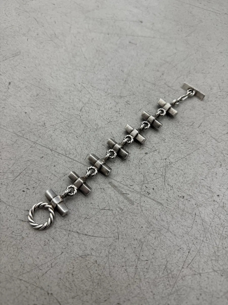 1960s Gucci Silver Blue & Grey Link Bracelet HXeCpsI 13