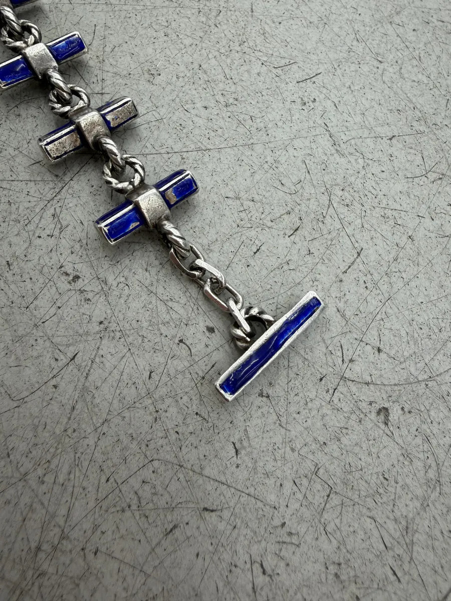 1960s Gucci Silver Blue & Grey Link Bracelet HXeCpsI 15