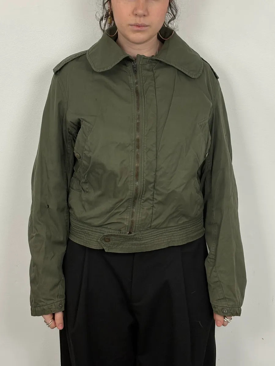 1960s Pilot Aviator Green Army French Jacket stLcxlX 1