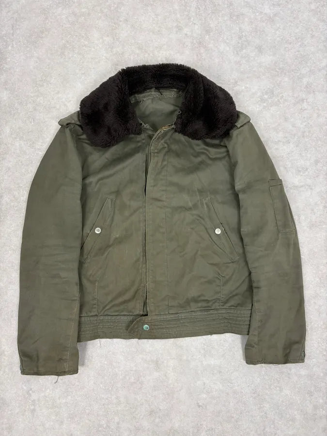 1960s U.S. Army Khaki Military Fur Collar Jacket QUbHqNn 1